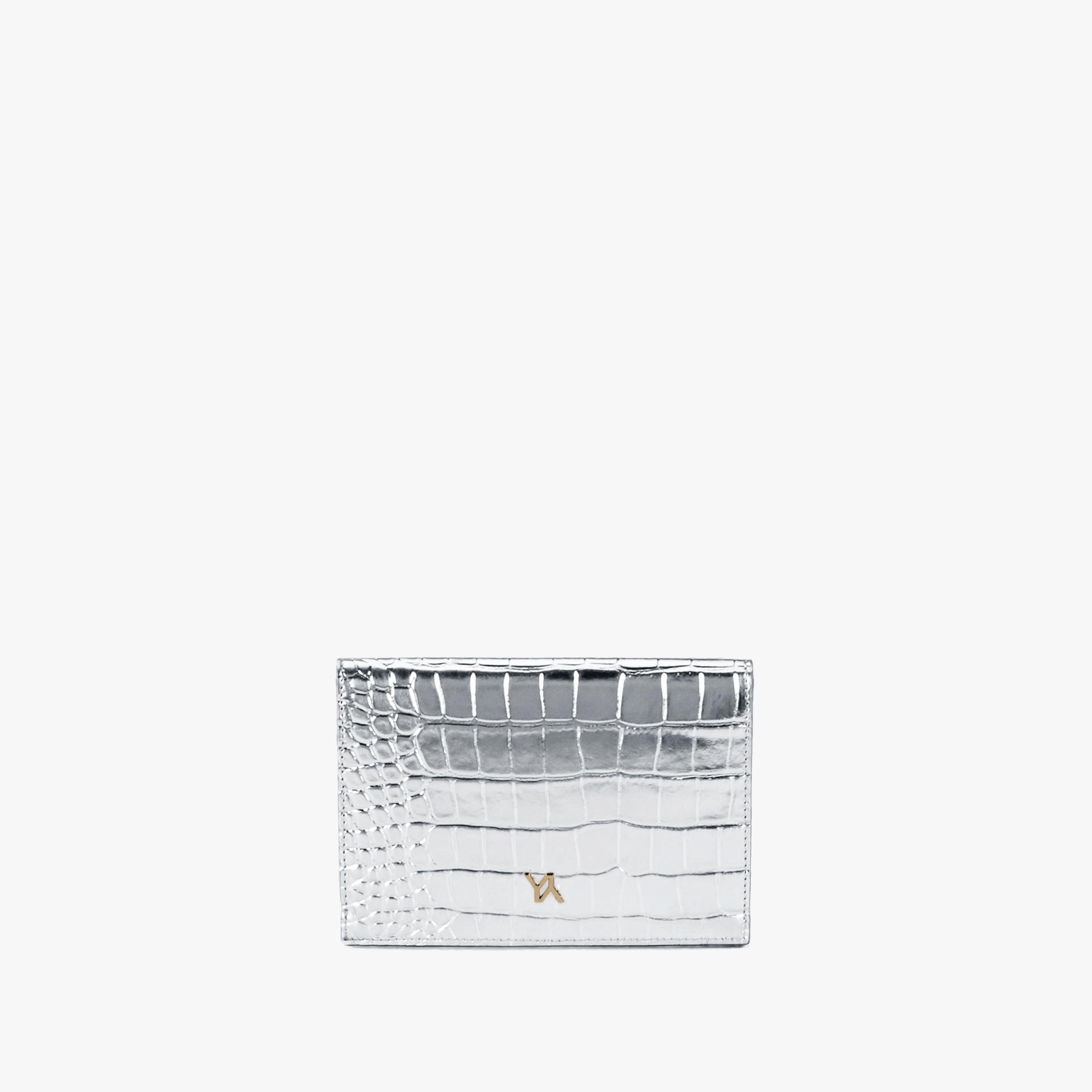 Pouch embossed croc silver made by Yliana Yepez
