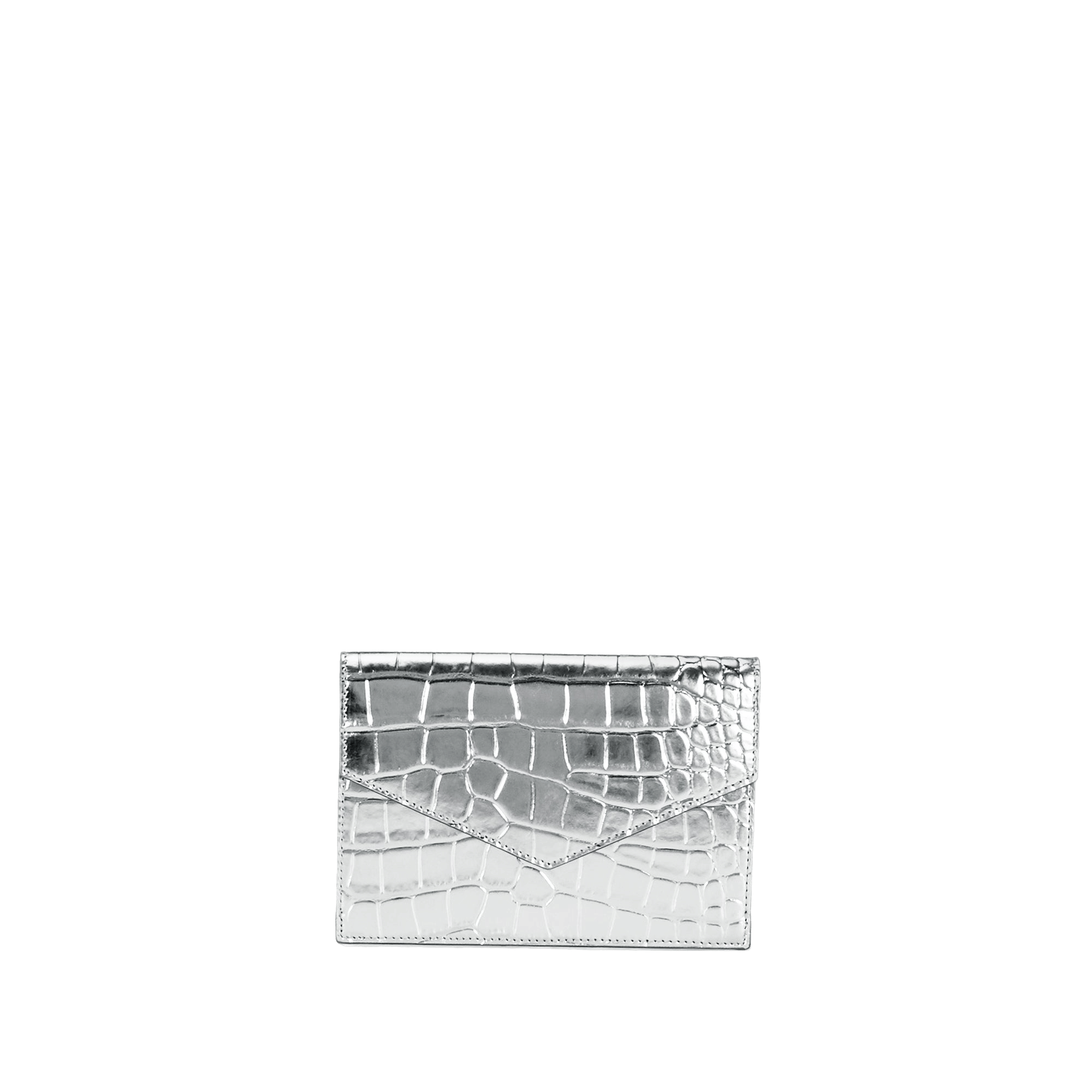 Pouch embossed croc silver made by Yliana Yepez