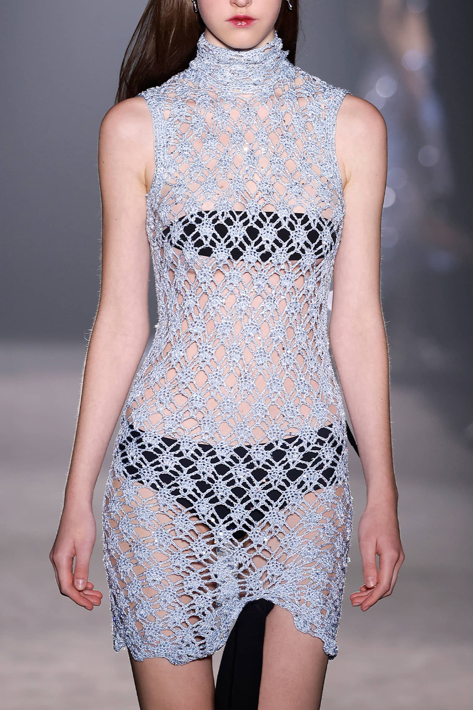 Blue crochet mini dress made by Compte Spain