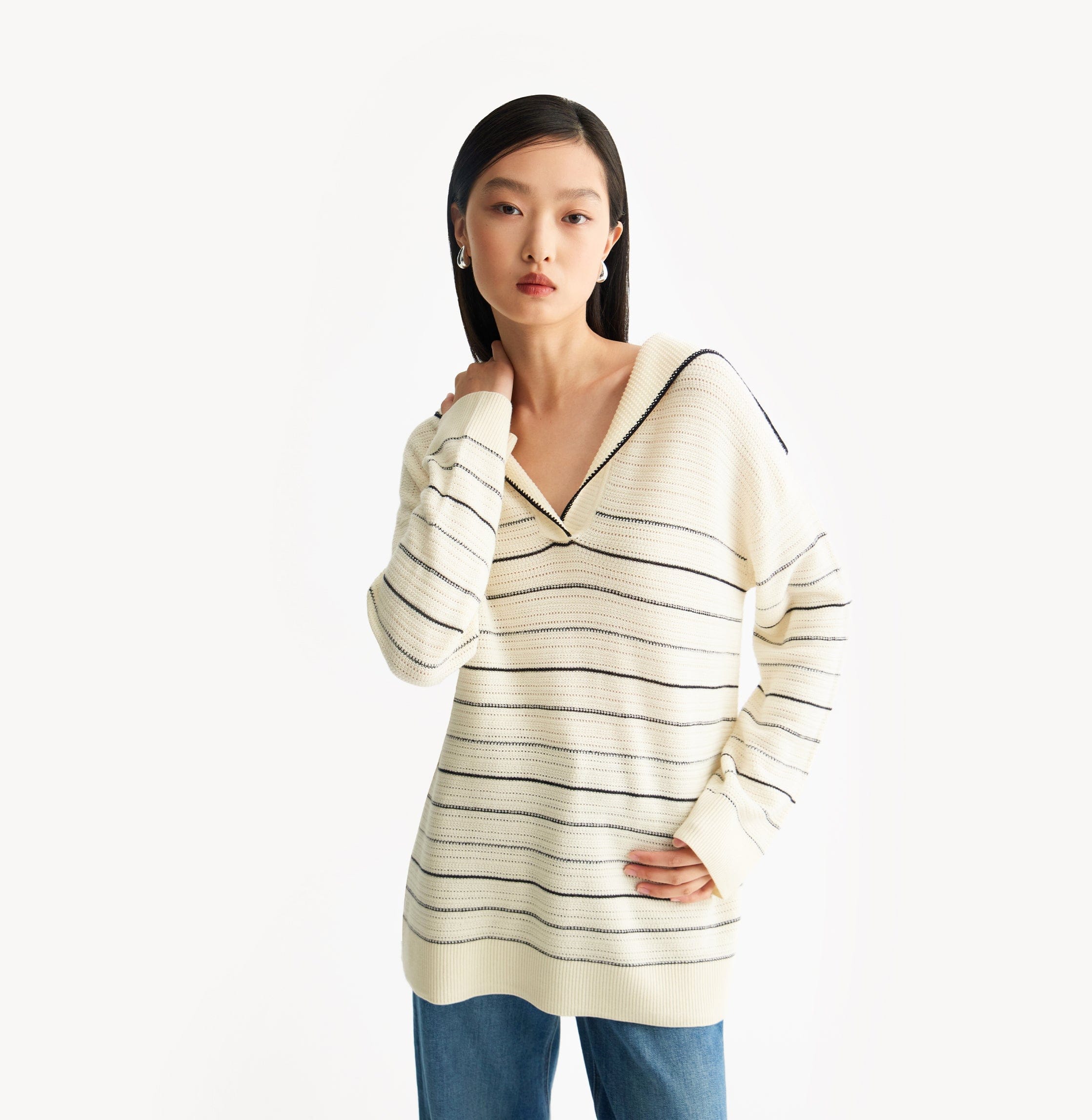 STRIPED SAILOR COLLAR SWEATER made by CRUSH Collection