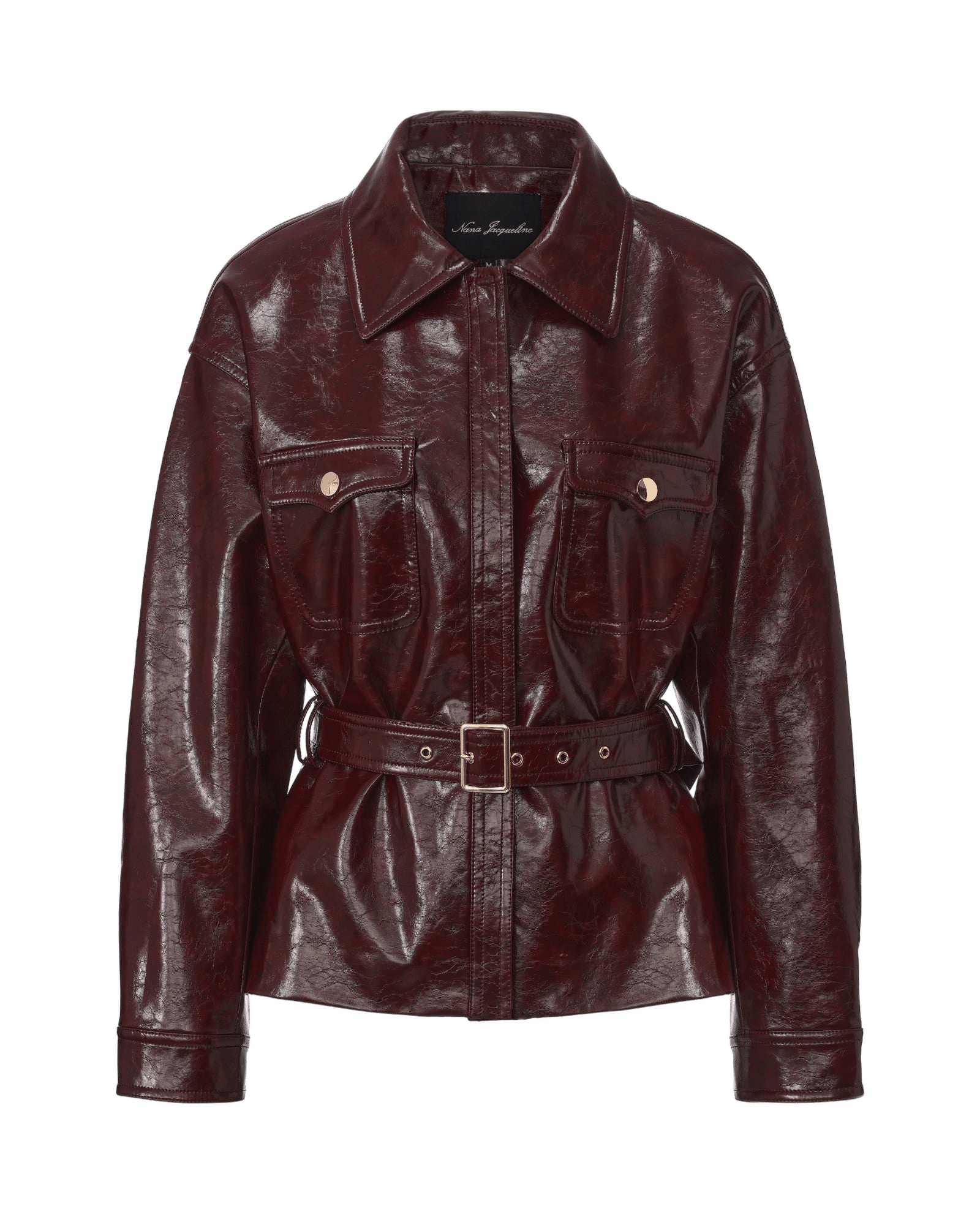 Isabella Vegan Leather Jacket (Claret) made by Nana Jacqueline