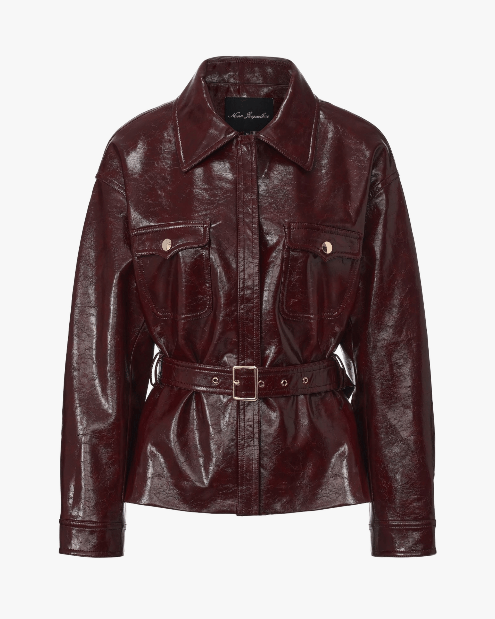 Isabella Vegan Leather Jacket (Claret) made by Nana Jacqueline