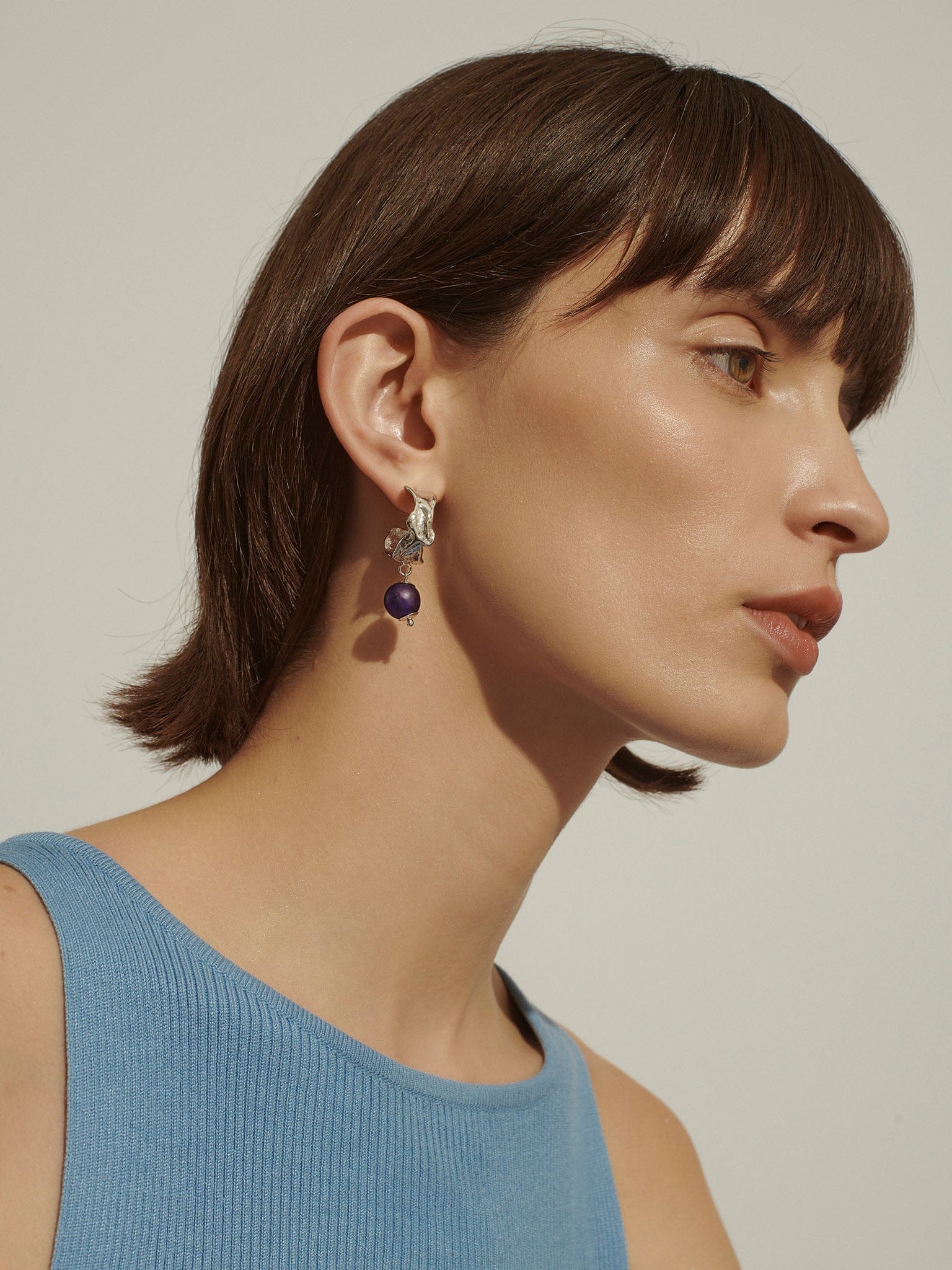 Vacation Deep Blue Hoop Earrings Silver in Silver made by Eva Remenyi