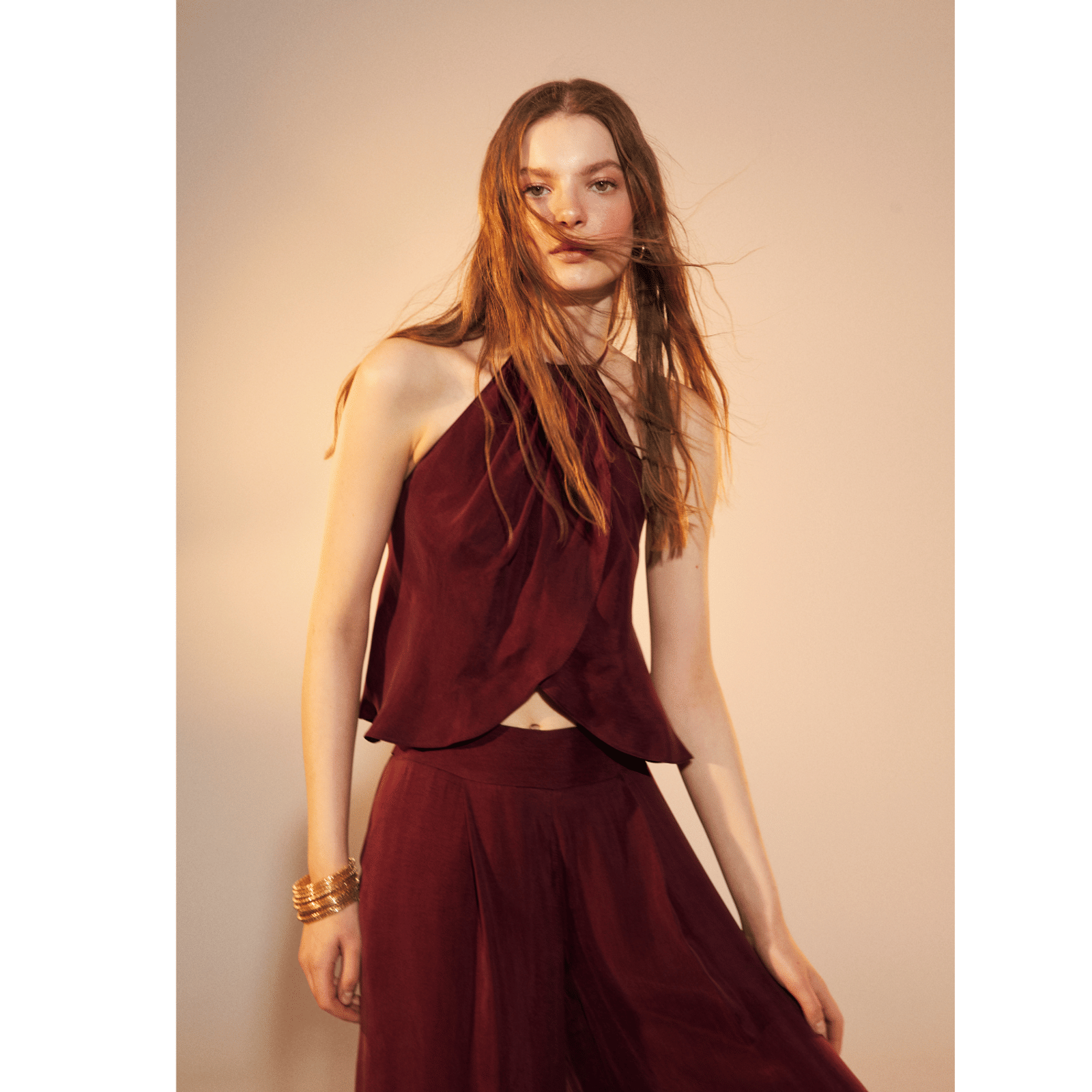 Mui Top in Red Plum in Red made by Nazli Ceren