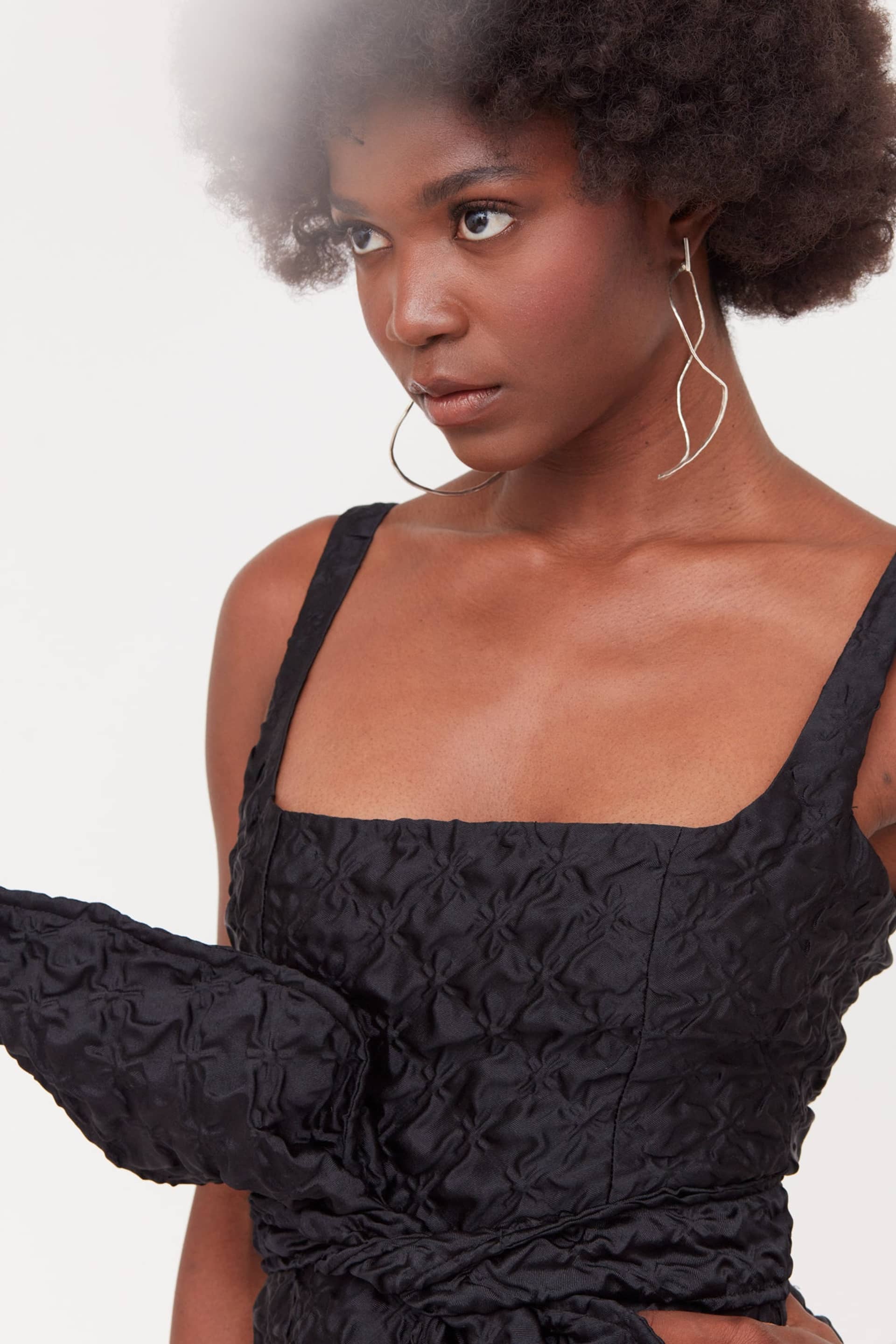 GOLDA Black Textured Fabric Mini Dress With Bow Belt made by UNDRESS