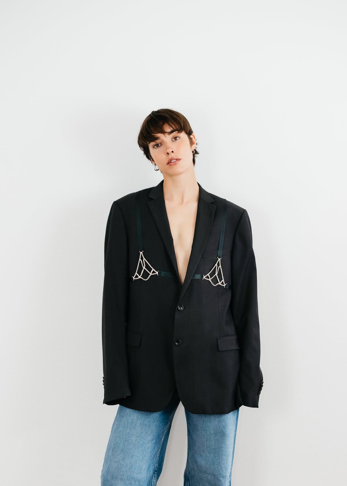 The Jane Blazer in Black made by ÂGE Paris