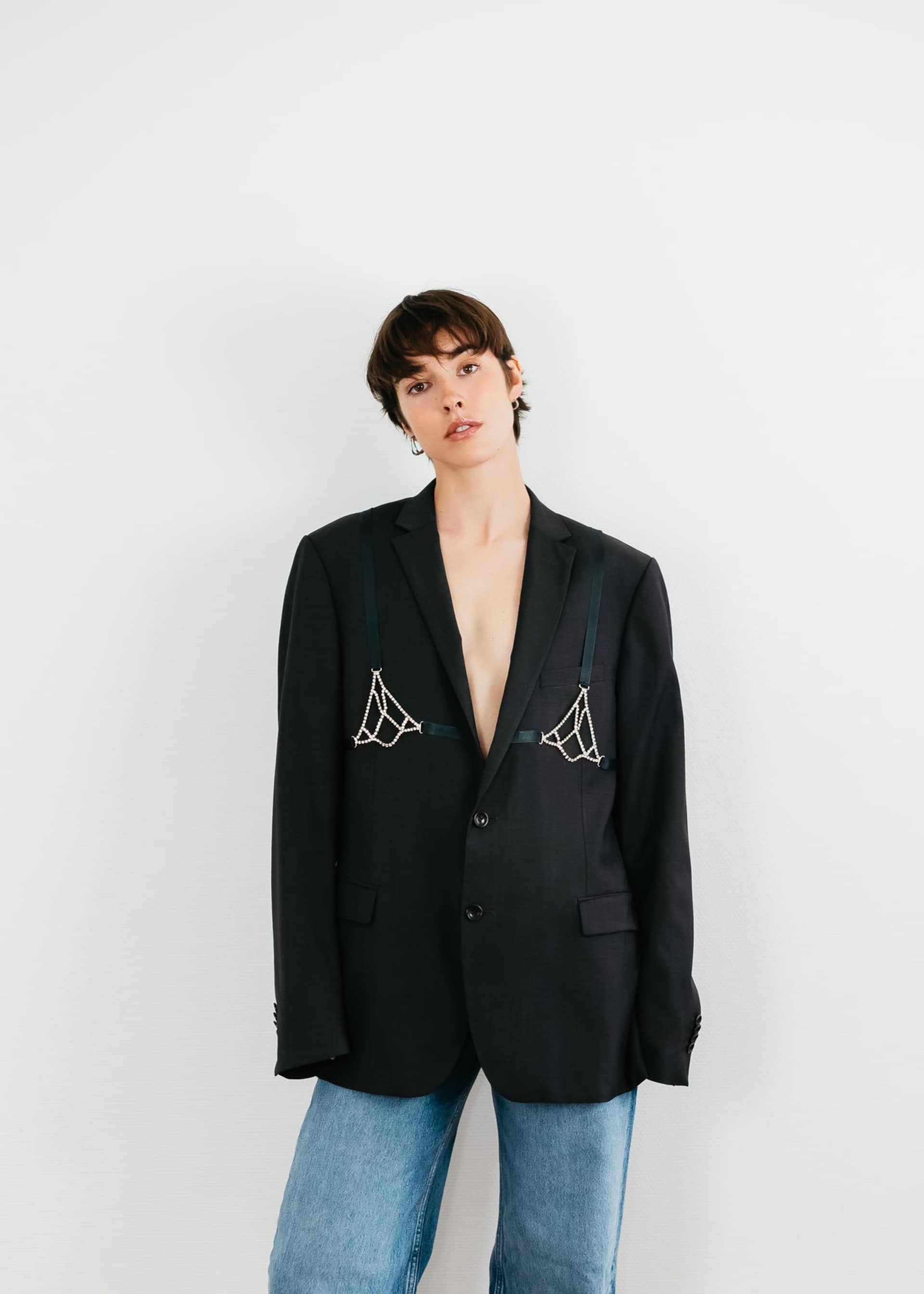 The Jane Blazer in Black made by ÂGE Paris