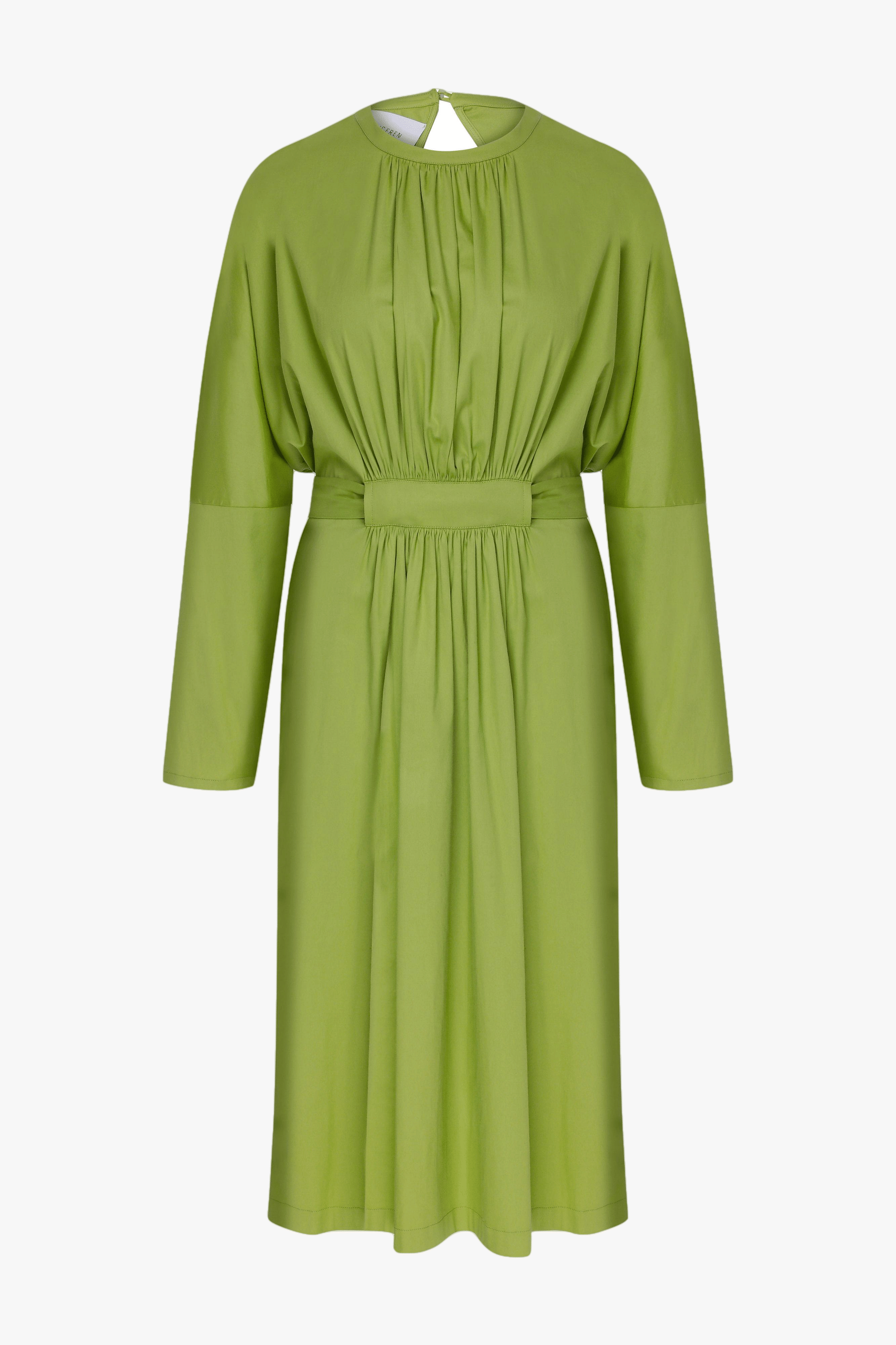 Martha Open Back Cotton Dress in Green made by Nazli Ceren