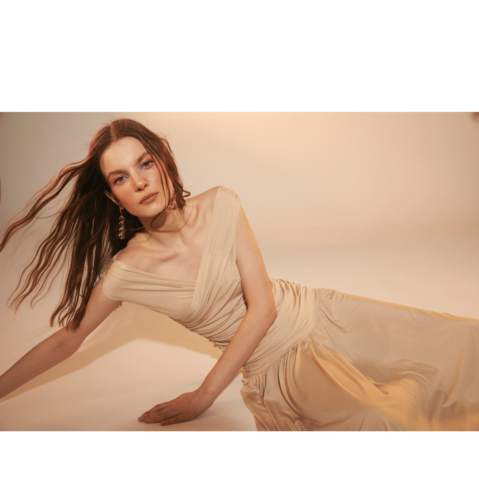 Purley Jersey Long Dress in Cuban Sand in Beige made by Nazli Ceren