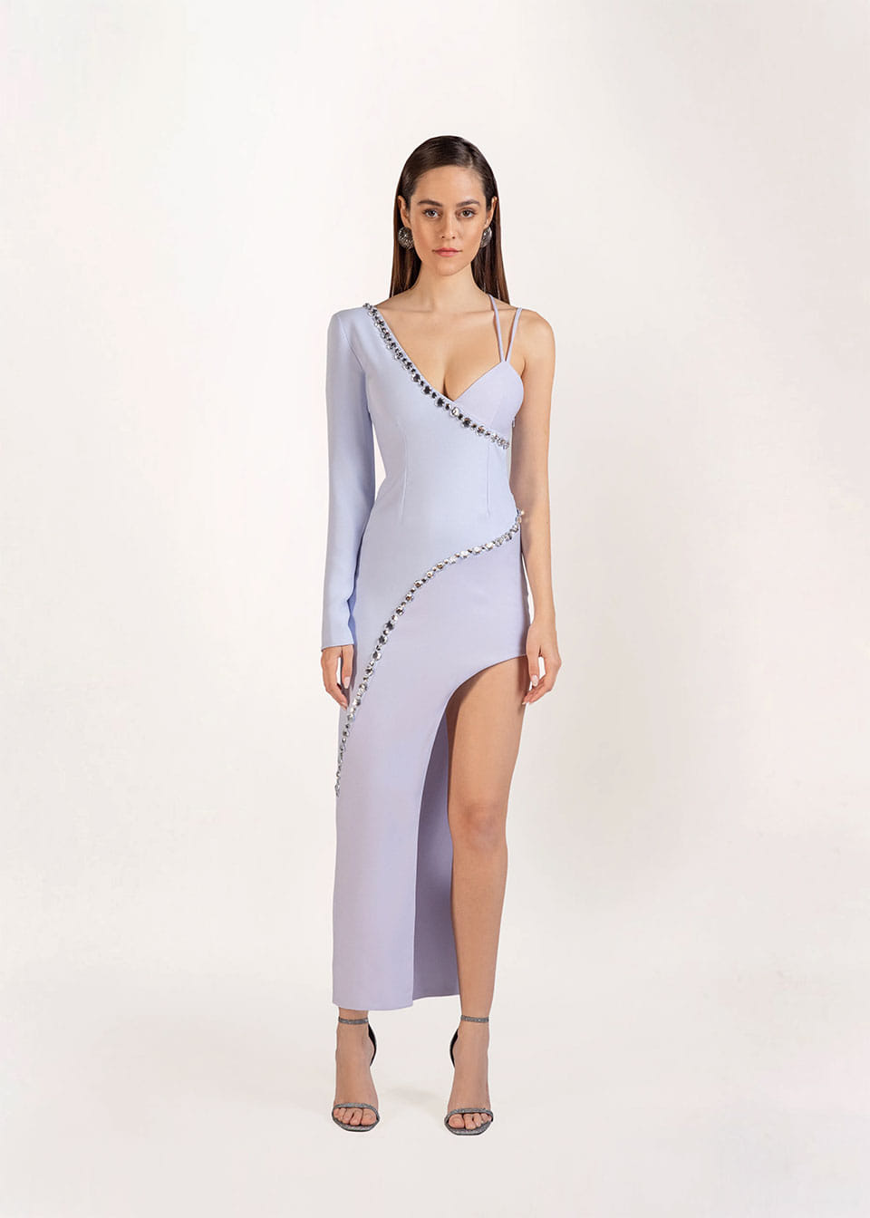 Leila embellished evening crepe dress made by Monika Dimova