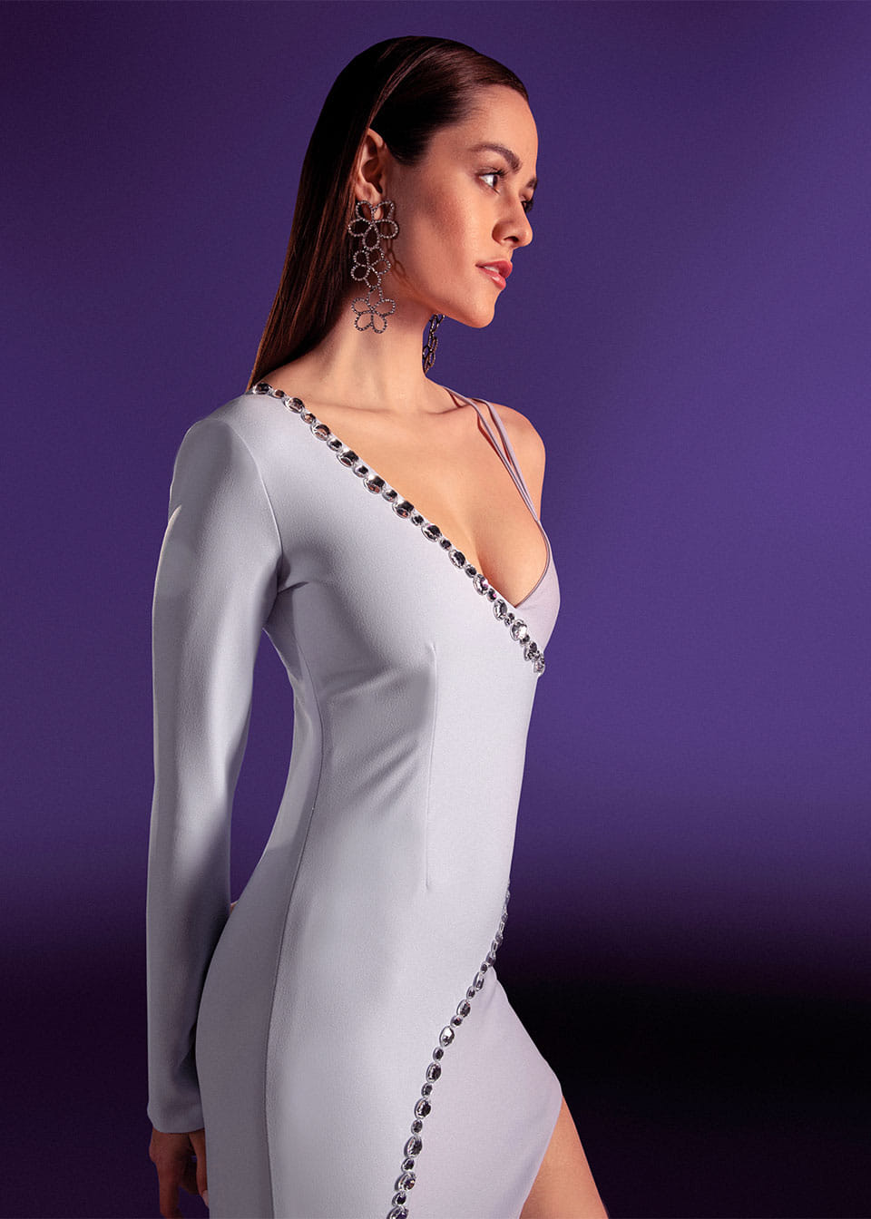 Leila embellished evening crepe dress made by Monika Dimova