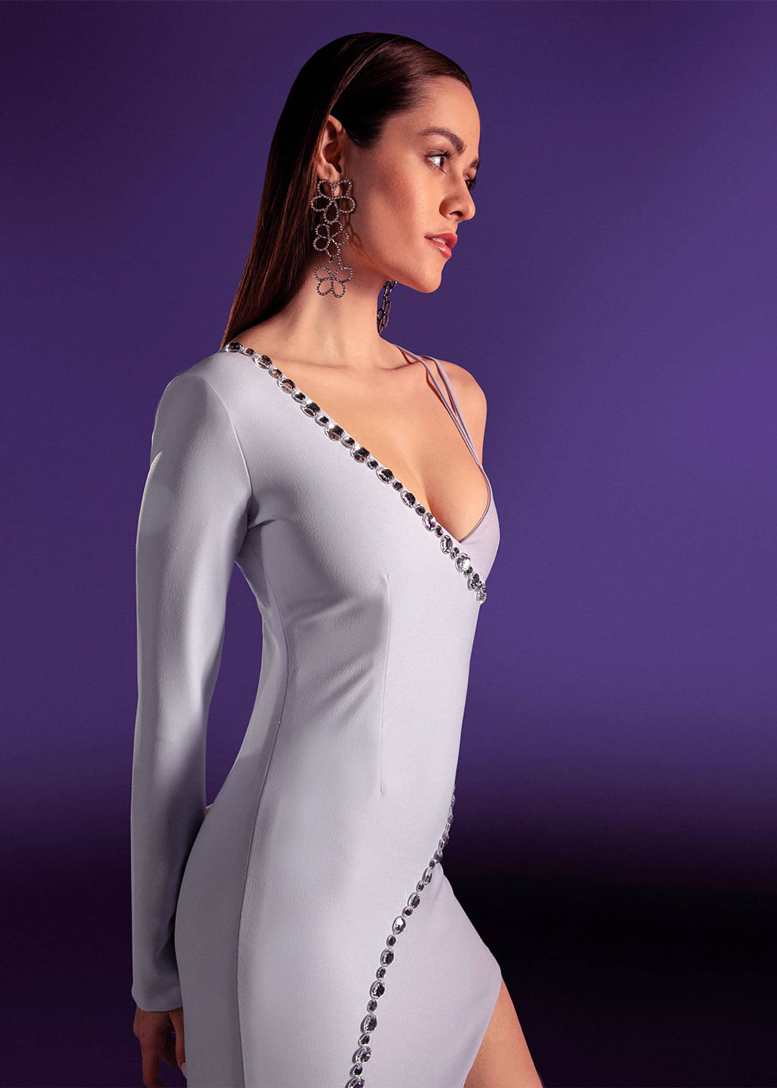 Leila embellished evening crepe dress made by Monika Dimova