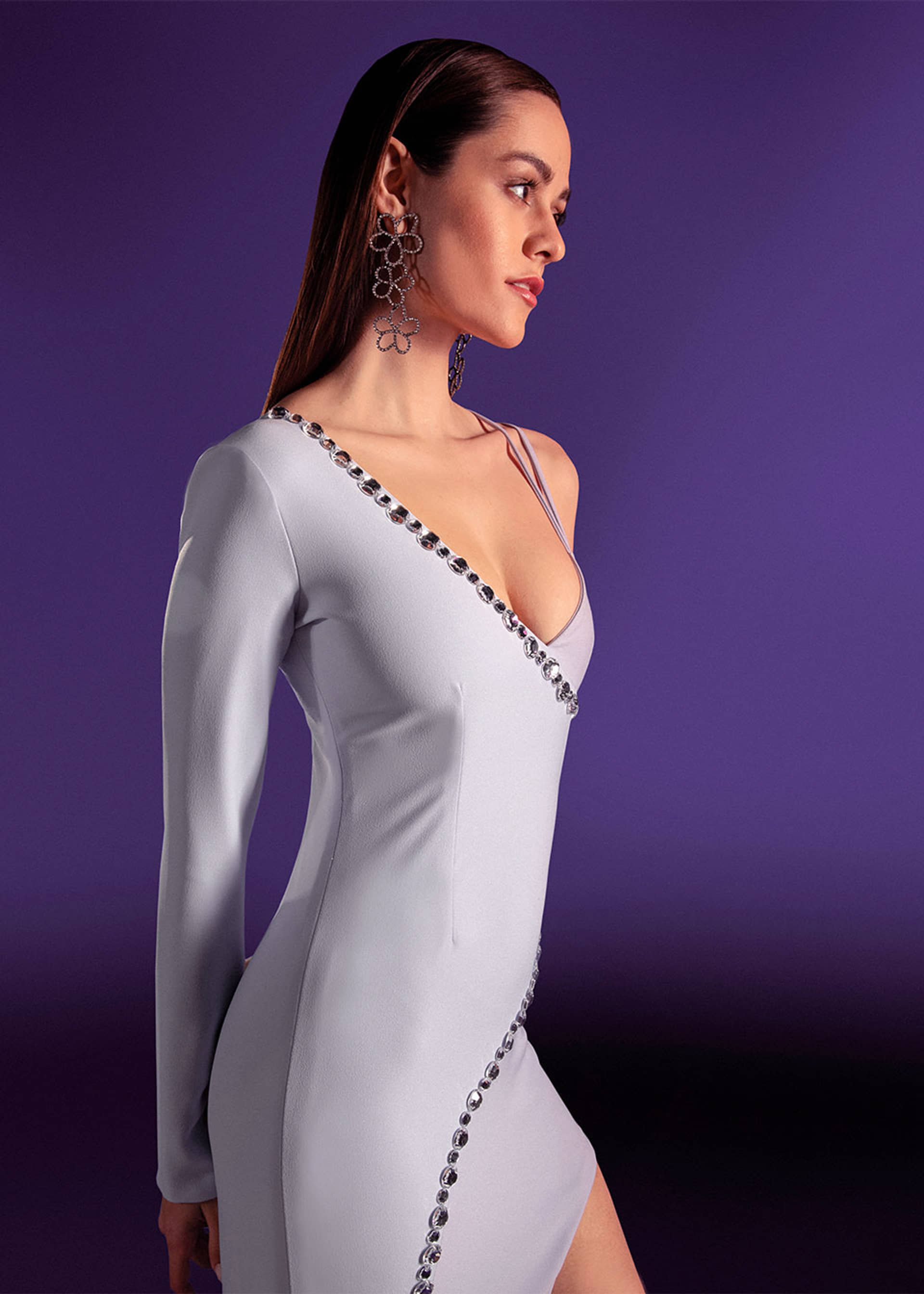Leila embellished evening crepe dress made by Monika Dimova