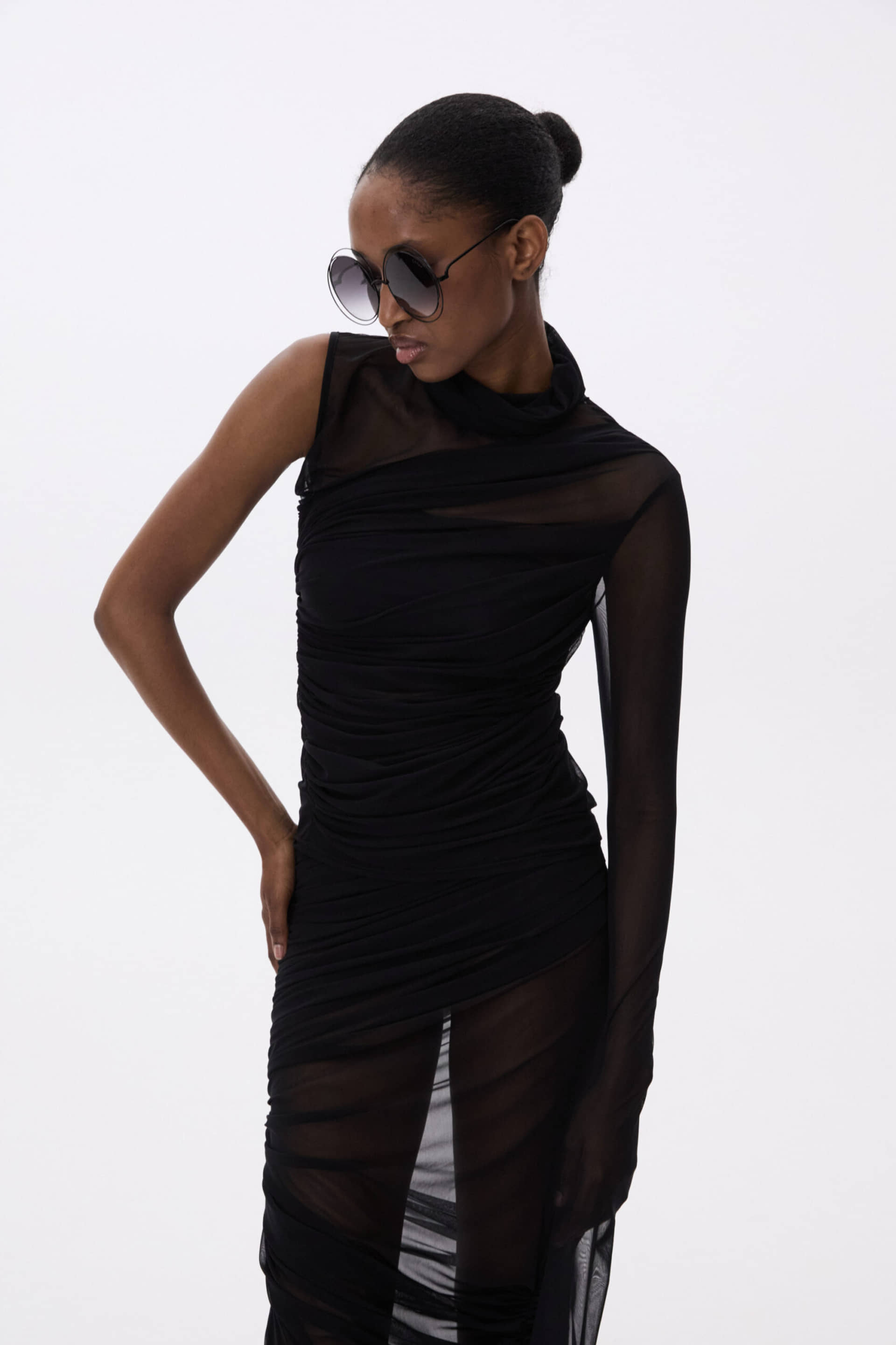 Asymmetric Transparent Blouse made by YAVORSKA