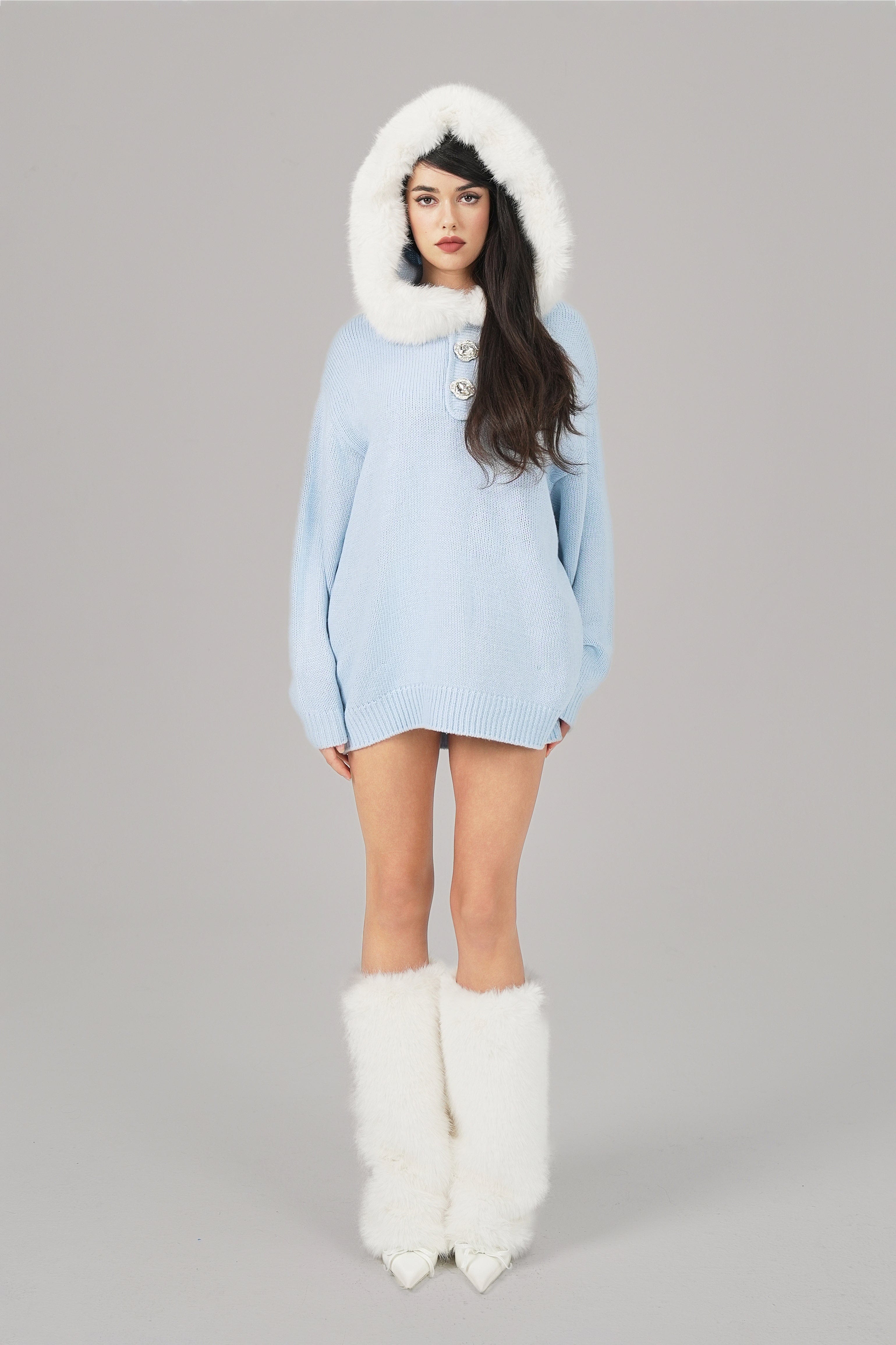 Ava Fur Sweatshirt (Blue) made by Nana Jacqueline