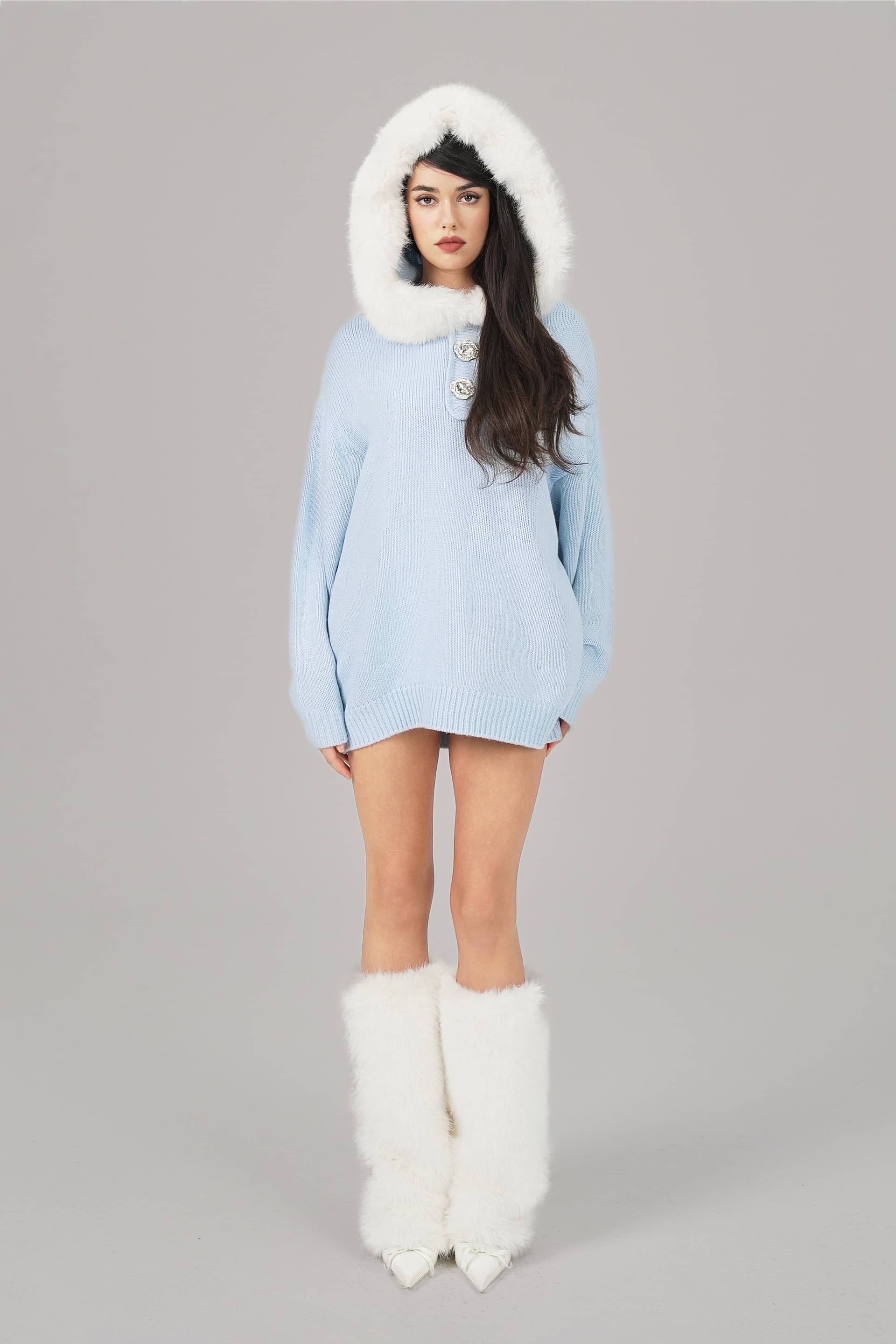 Ava Fur Sweatshirt (Blue) made by Nana Jacqueline