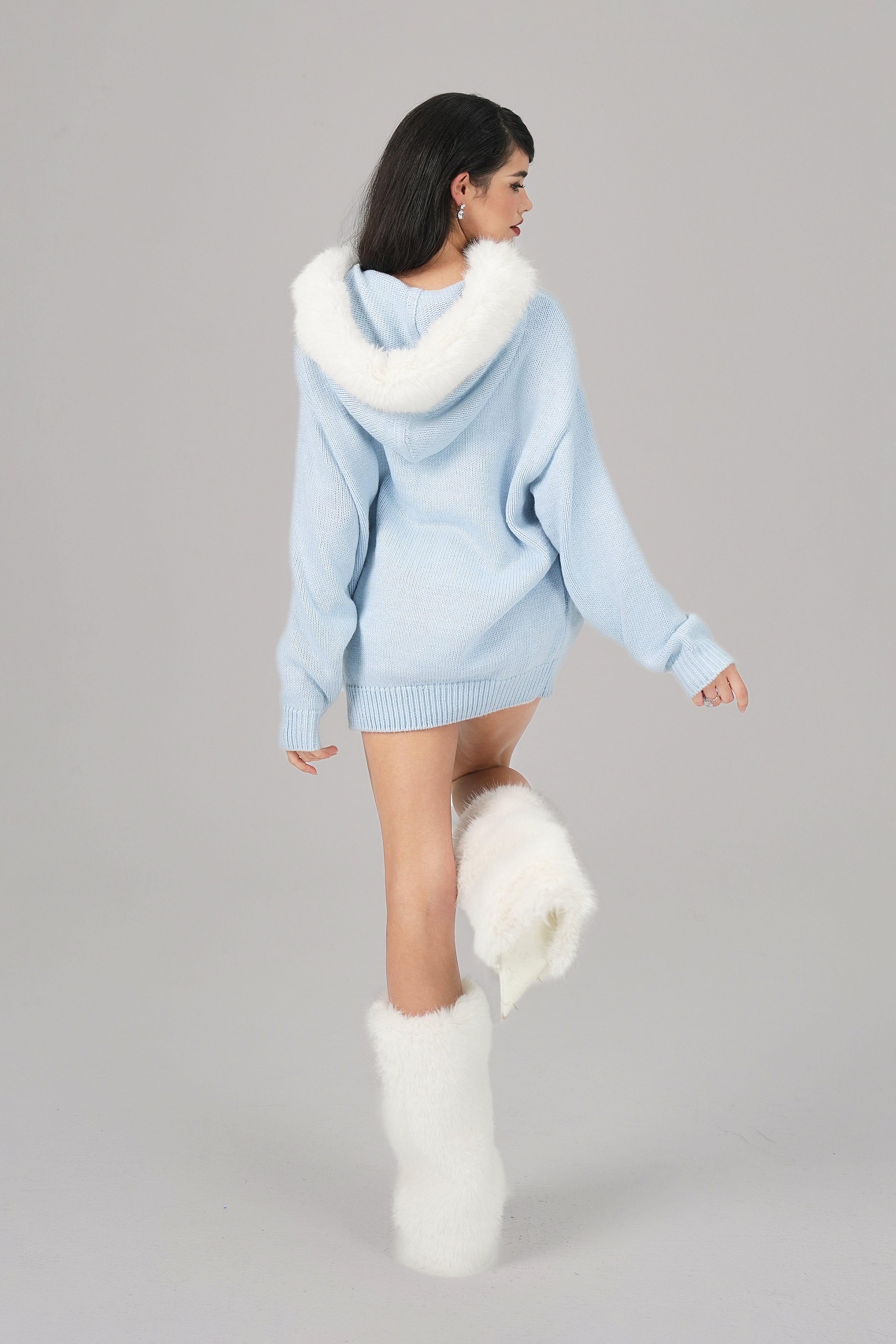 Ava Fur Sweatshirt (Blue) made by Nana Jacqueline