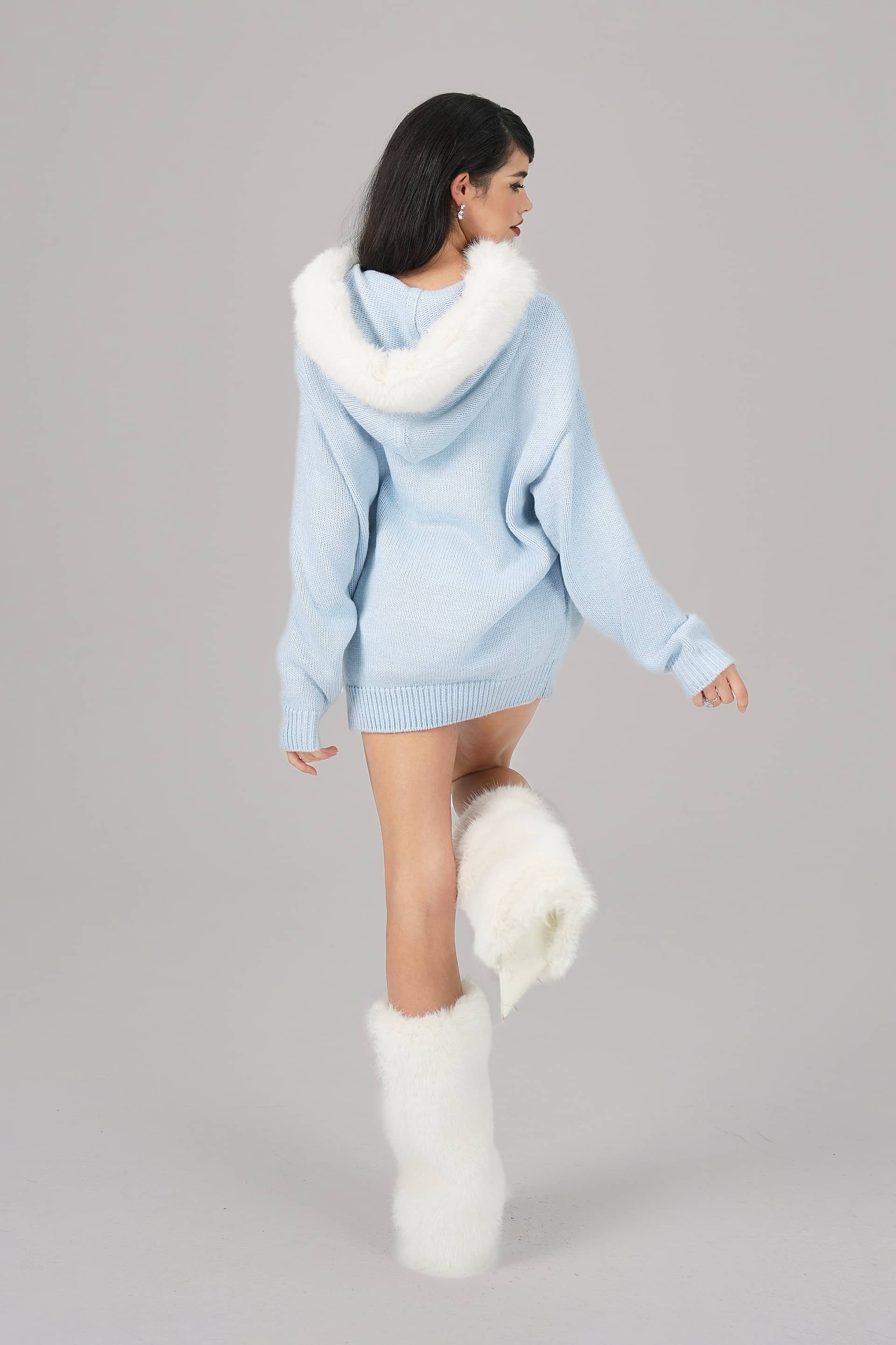 Ava Fur Sweatshirt (Blue) made by Nana Jacqueline