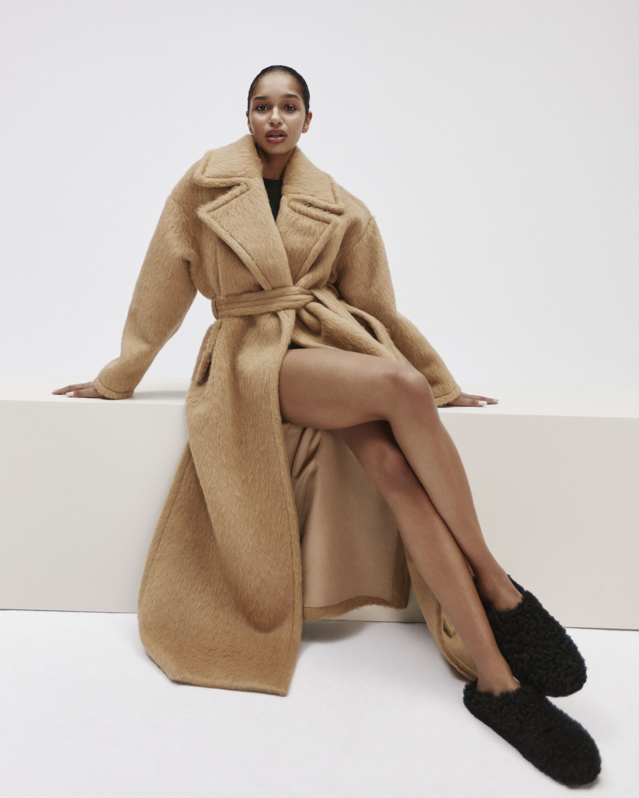 Long Beige Alpaca Coat made by YAVORSKA