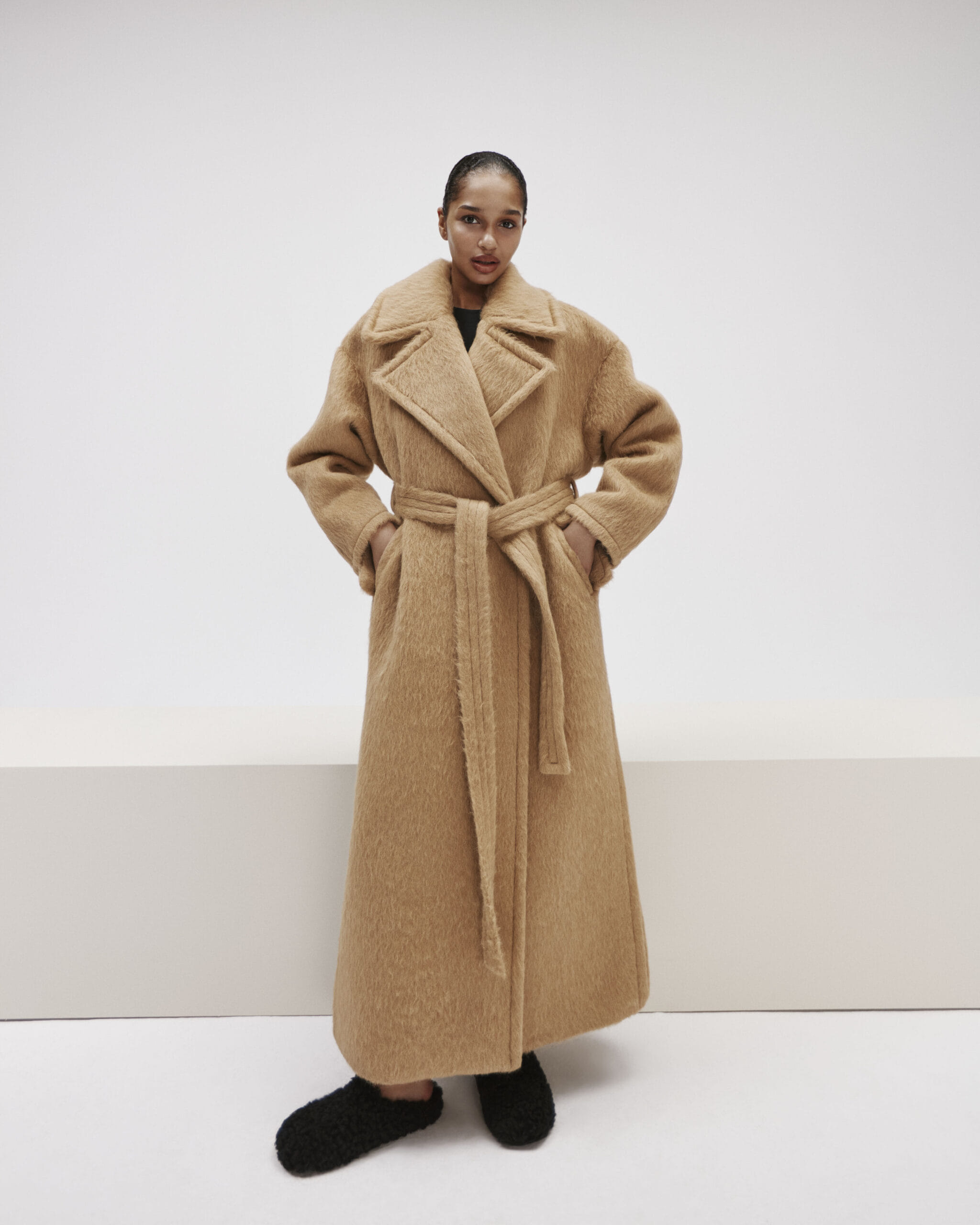 Long Beige Alpaca Coat made by YAVORSKA