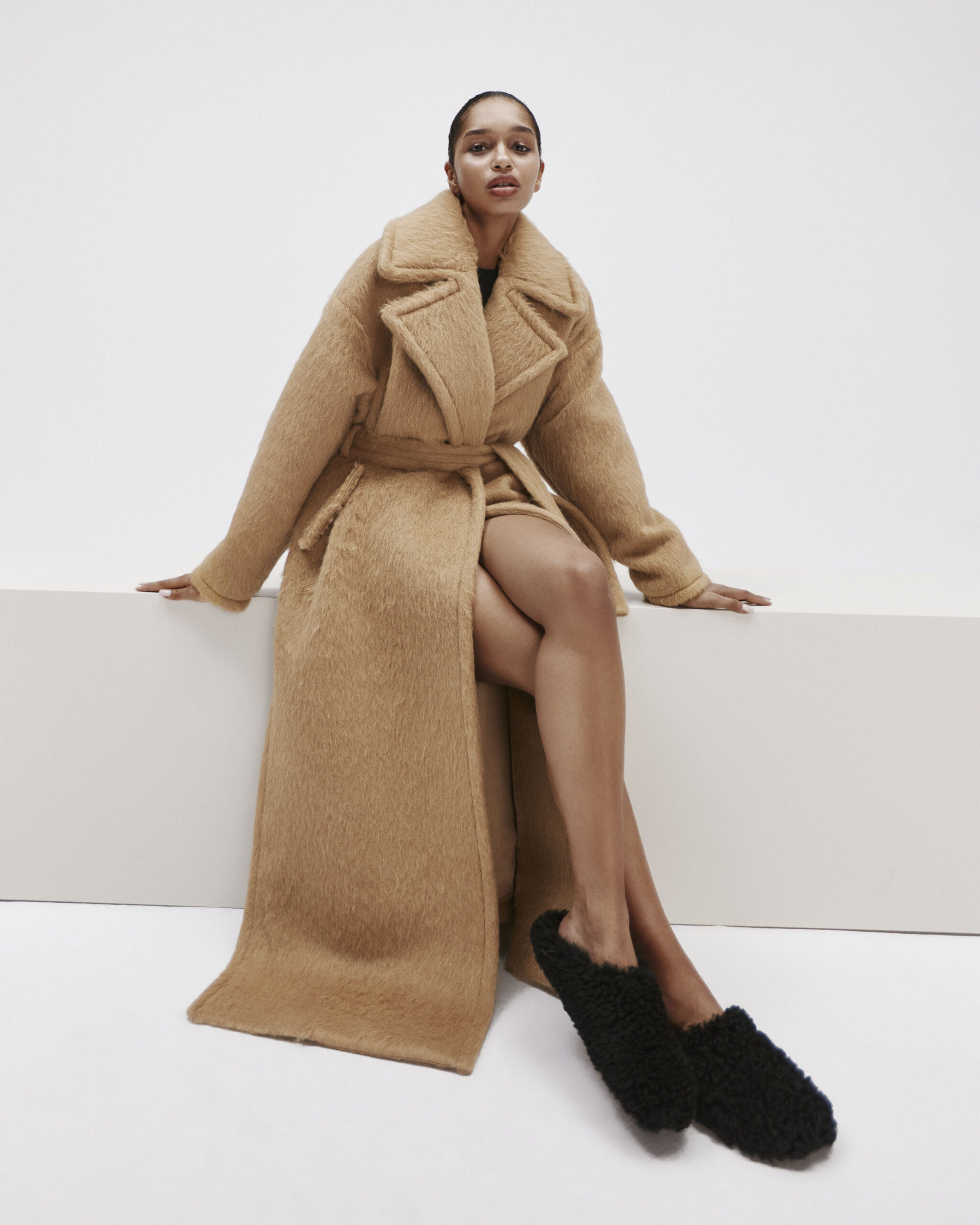 Long Beige Alpaca Coat made by YAVORSKA