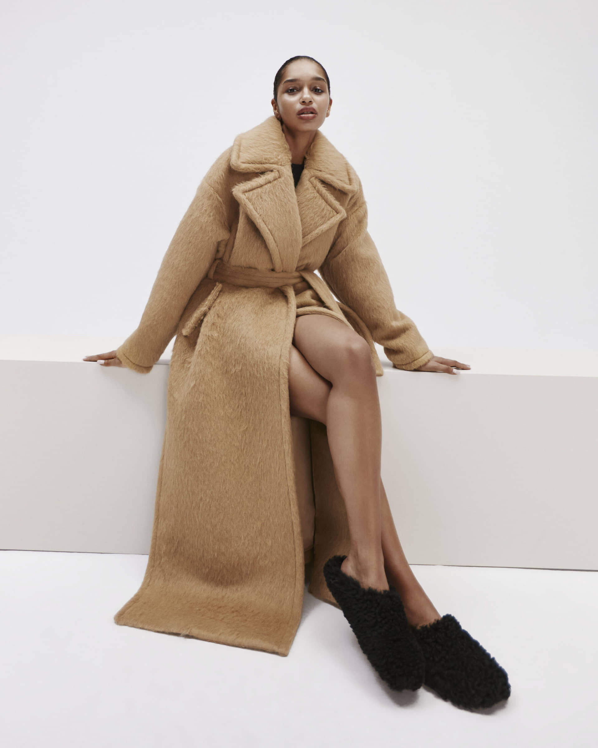 Long Beige Alpaca Coat made by YAVORSKA