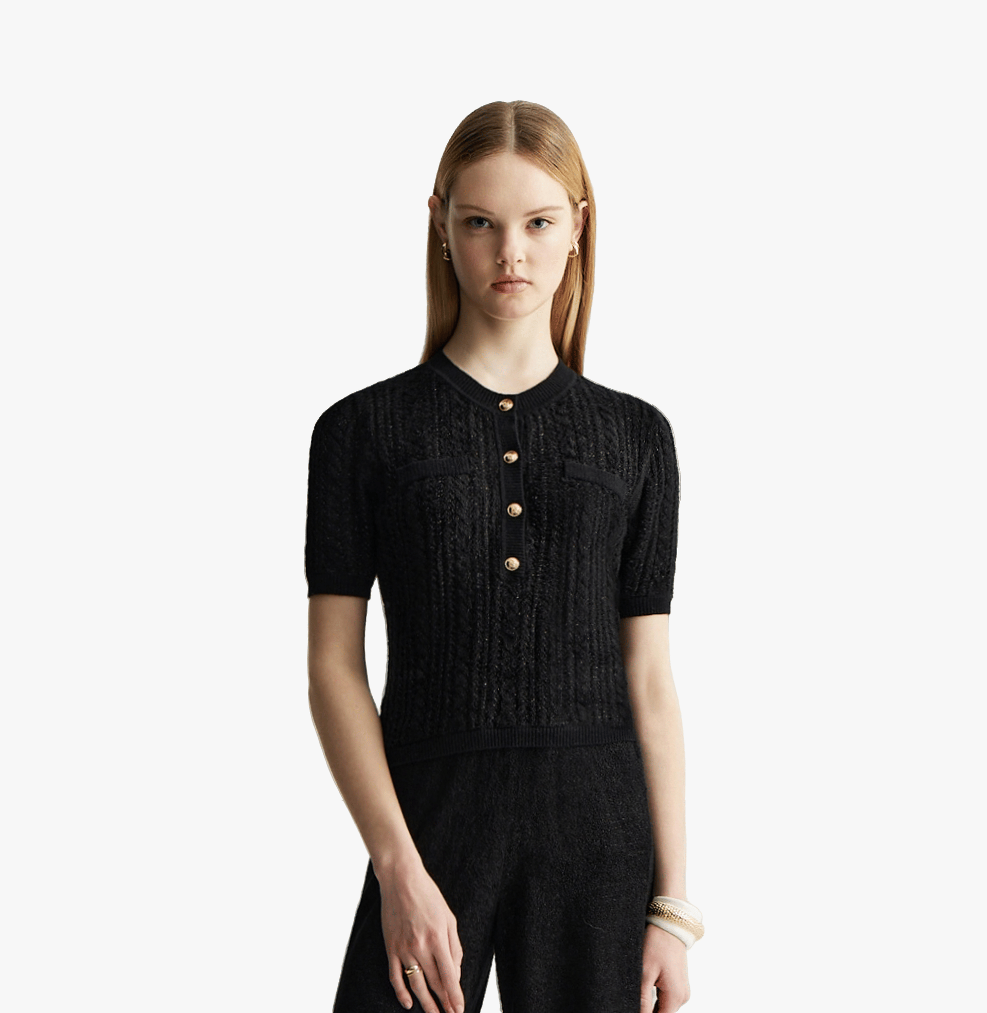 VELVET CABLE-KNIT TOP made by CRUSH Collection