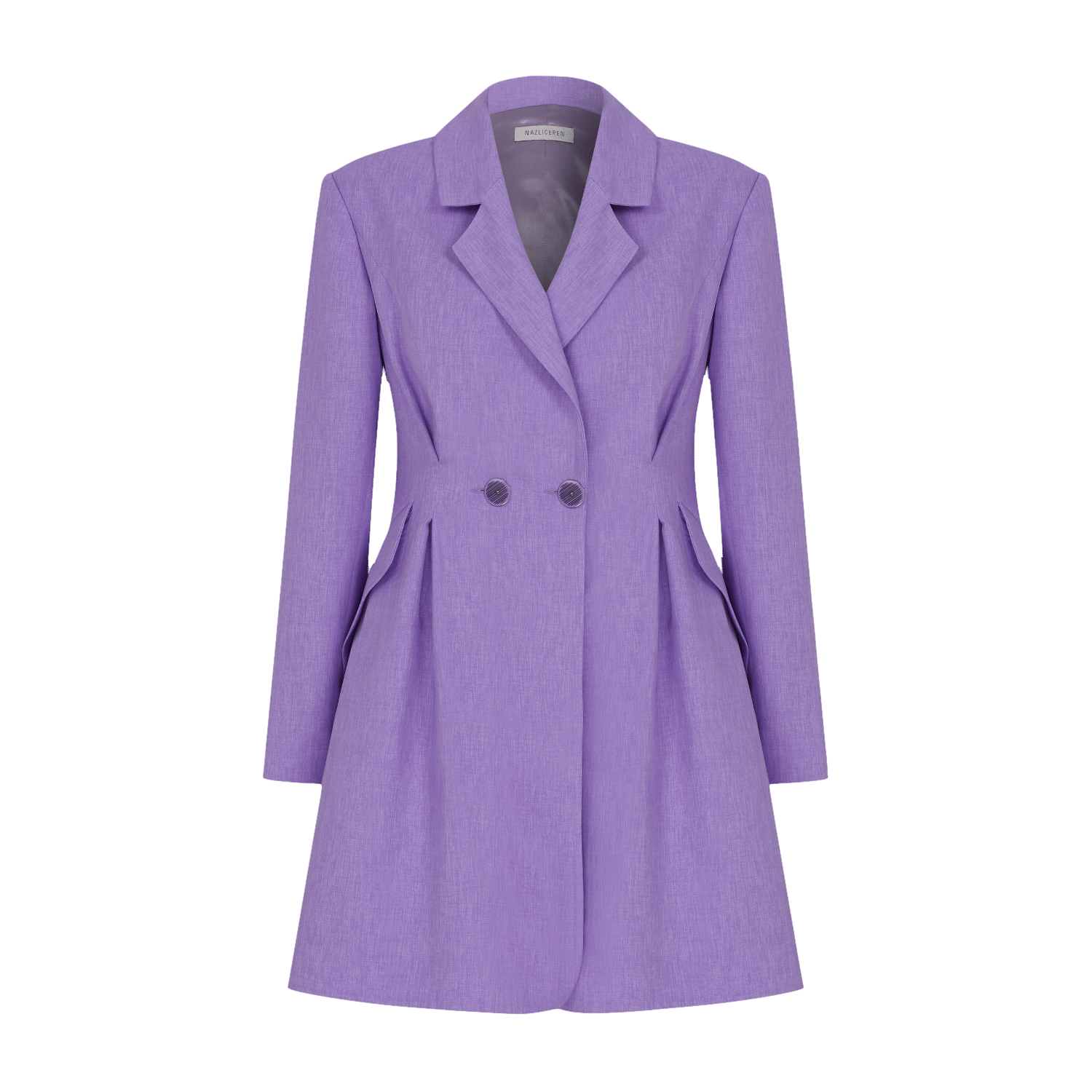 Valerie Shoulder-Padded Blazer Dress in Mauve Mist in Purple made by Nazli Ceren