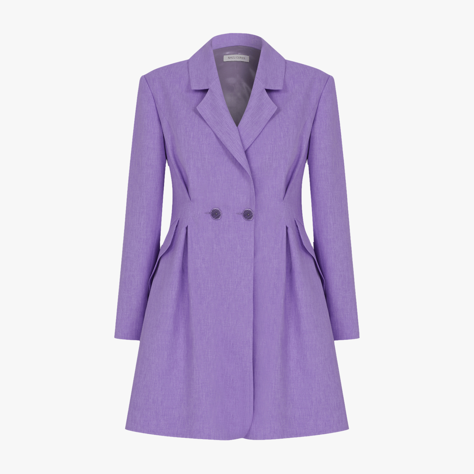 Valerie Shoulder-Padded Blazer Dress in Mauve Mist in Purple made by Nazli Ceren