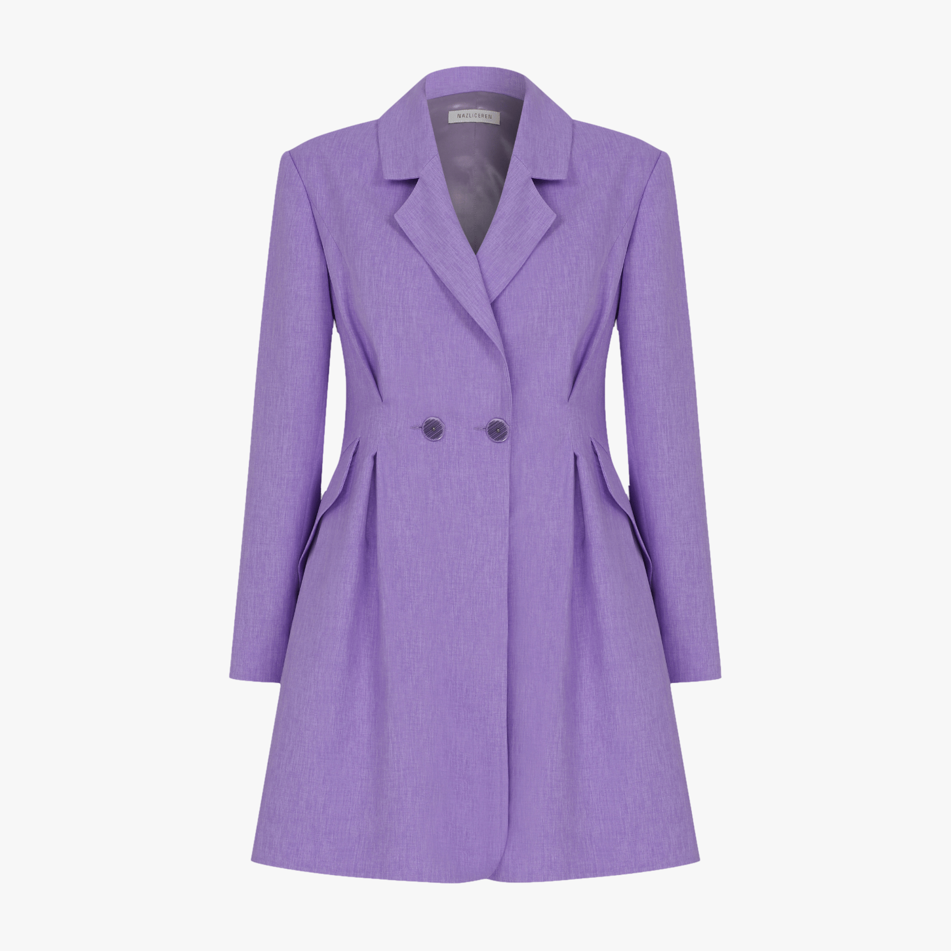 Valerie Shoulder-Padded Blazer Dress in Mauve Mist in Purple made by Nazli Ceren