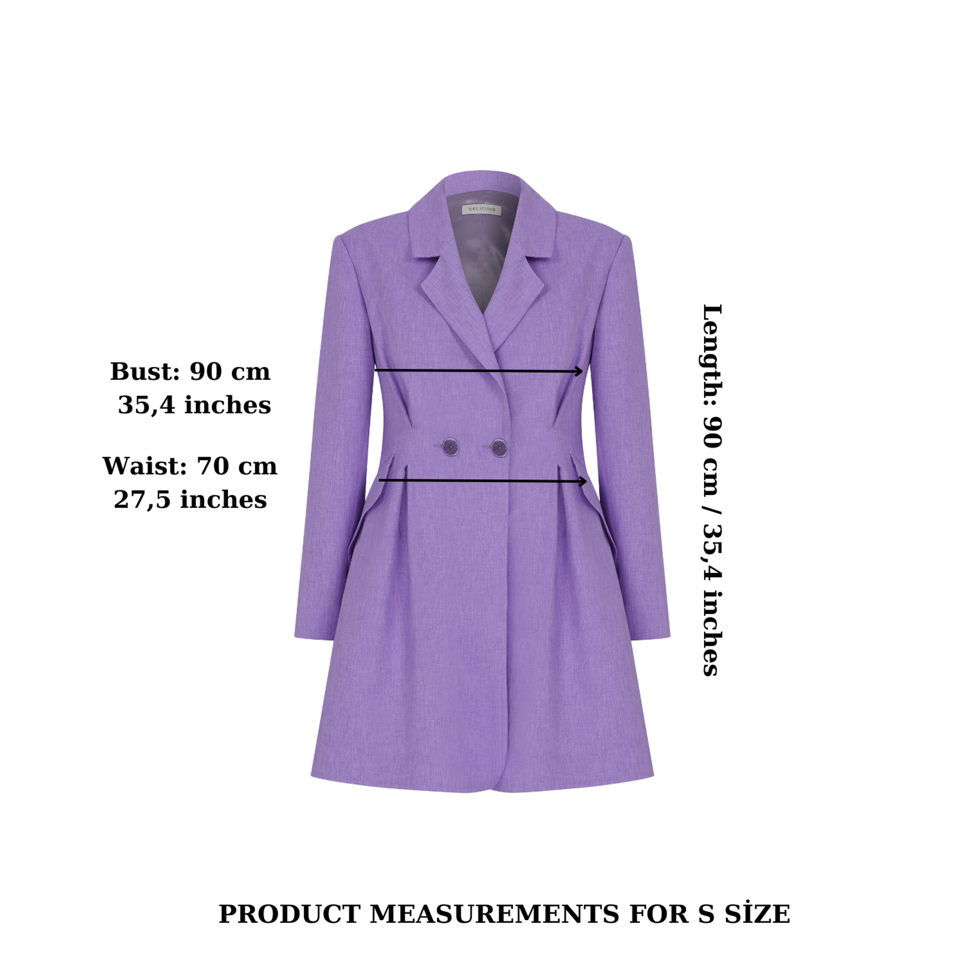 Valerie Shoulder-Padded Blazer Dress in Mauve Mist in Purple made by Nazli Ceren
