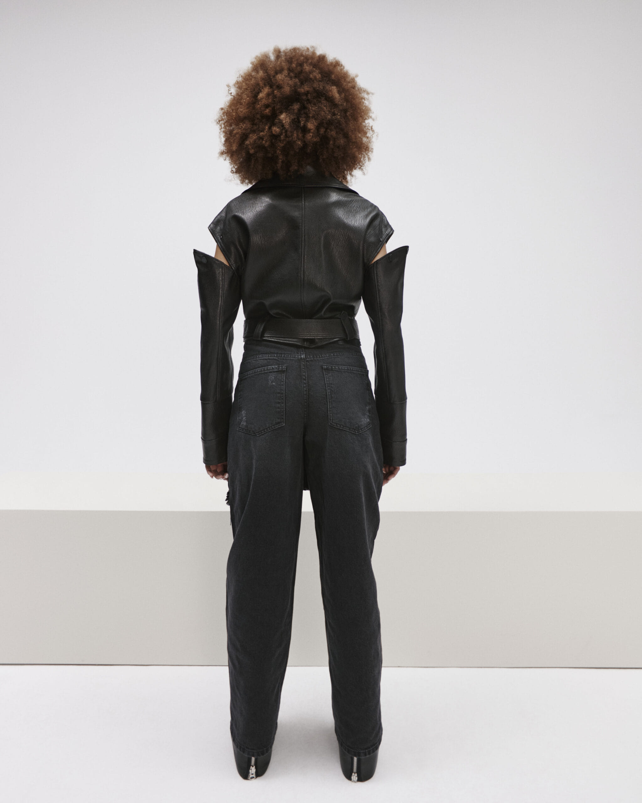 Cropped Biker Jacket In Black Leather made by YAVORSKA