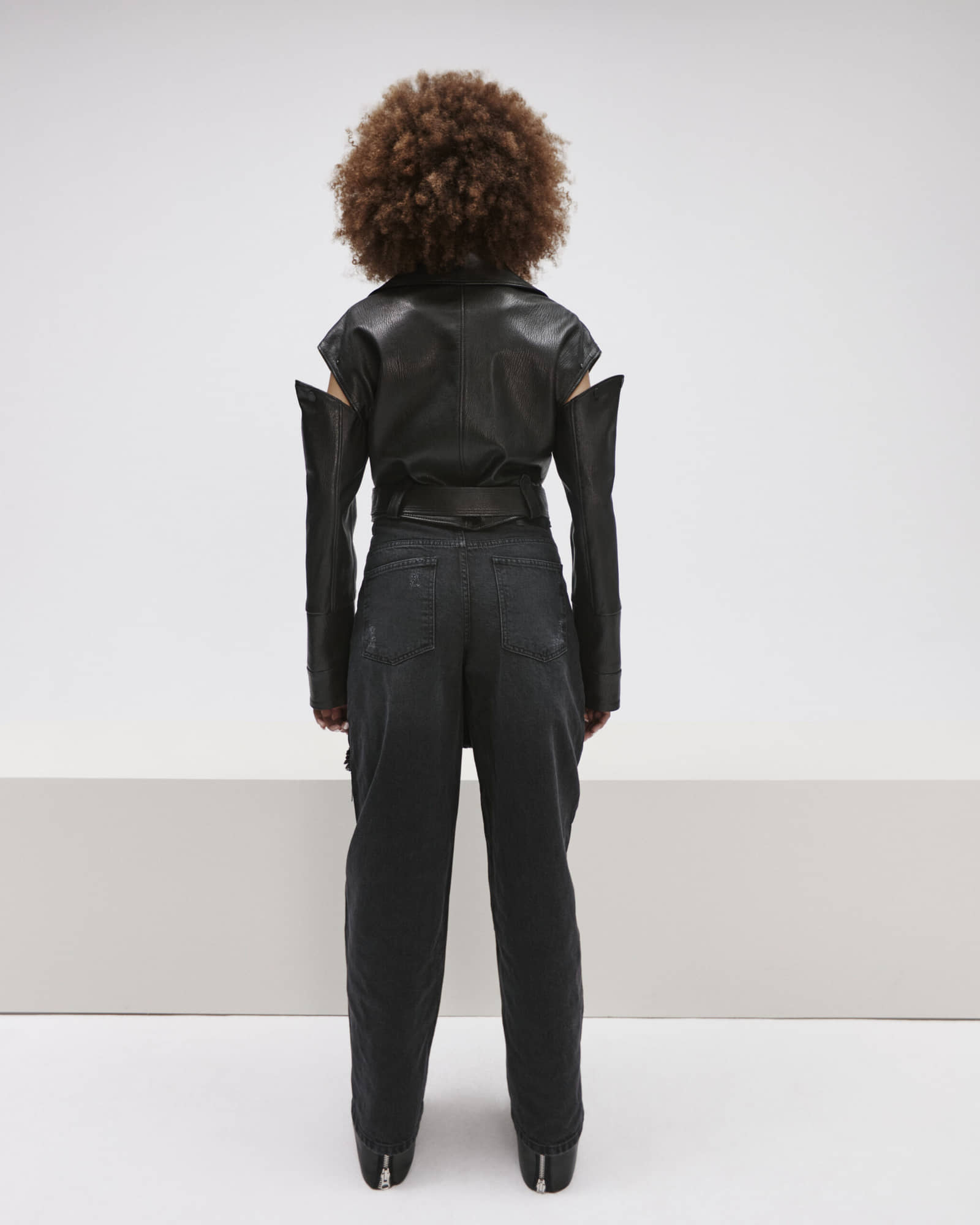 Cropped Biker Jacket In Black Leather made by YAVORSKA