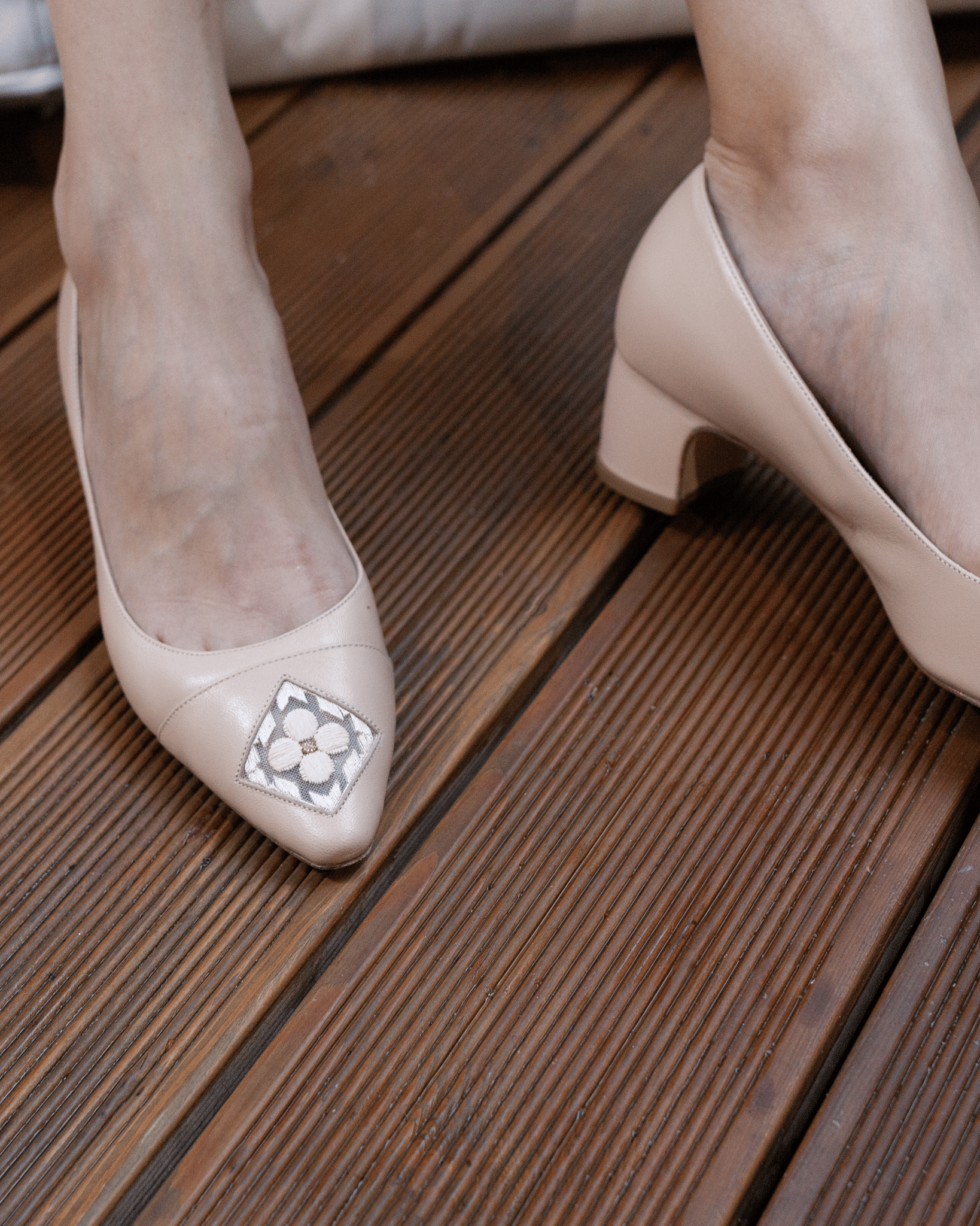 Fiorellini Pump Leather 45 Blanched Almond in Beige made by ATANA