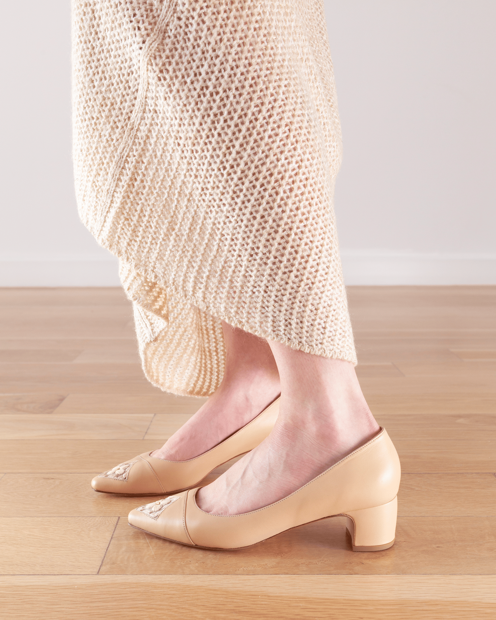 Fiorellini Pump Leather 45 Blanched Almond in Beige made by ATANA