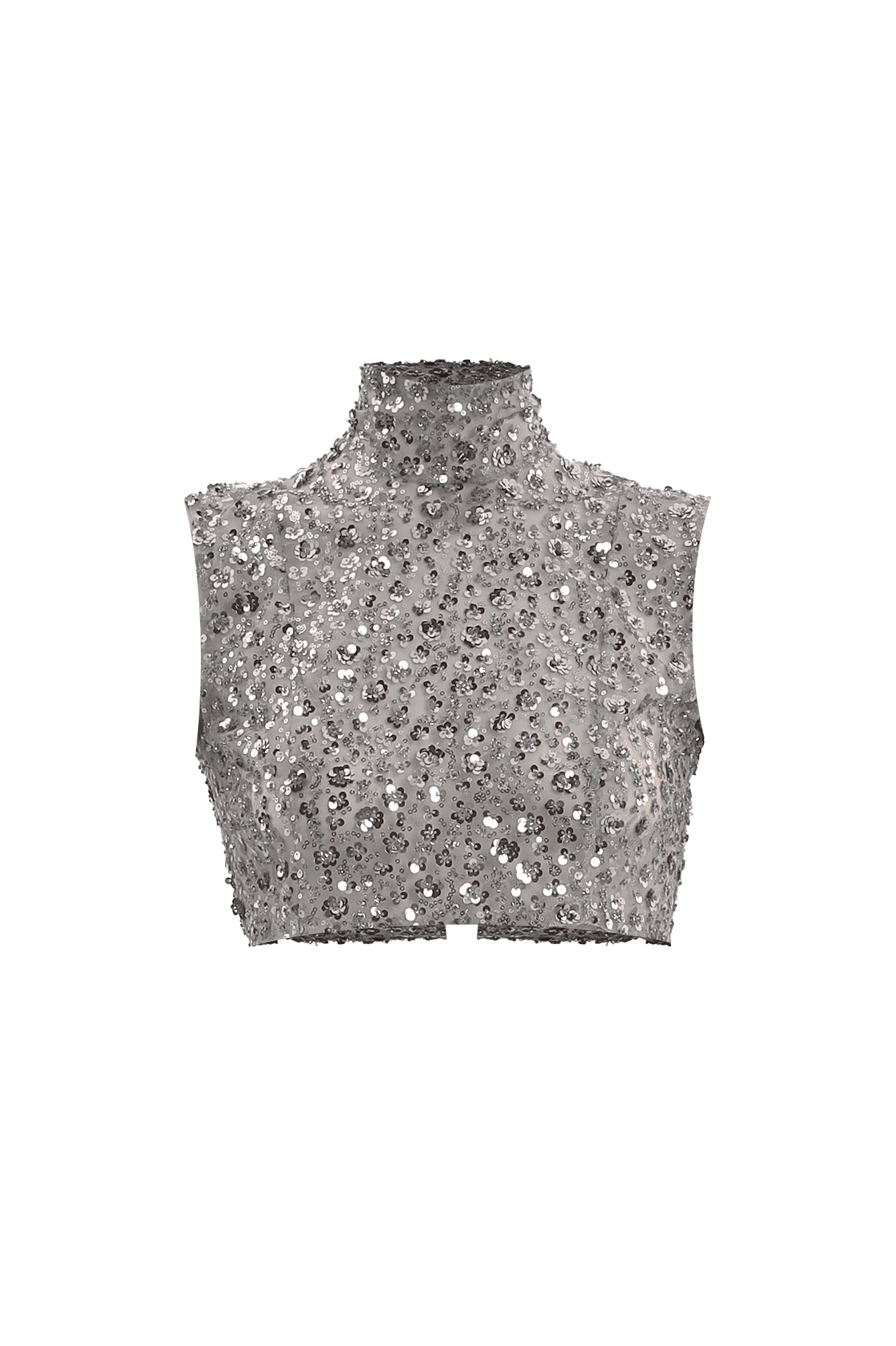 Gray sequin embroidered top made by Compte Spain