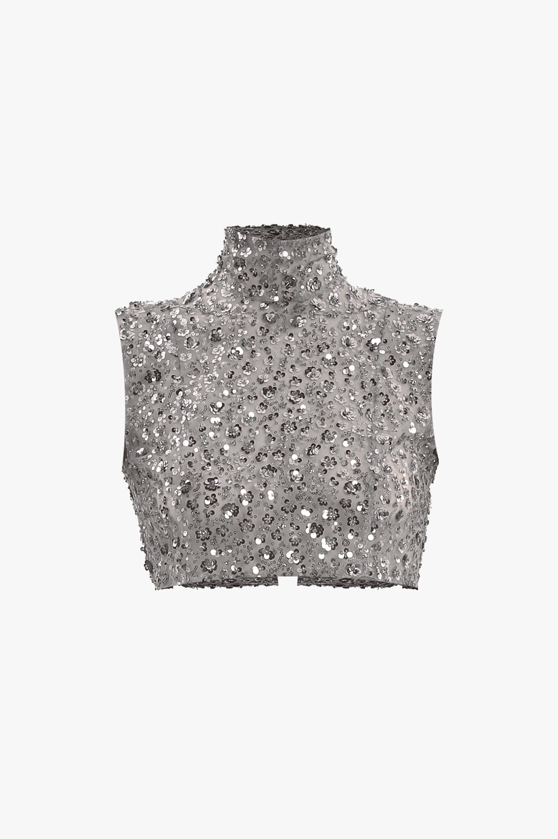 Gray sequin embroidered top made by Compte Spain