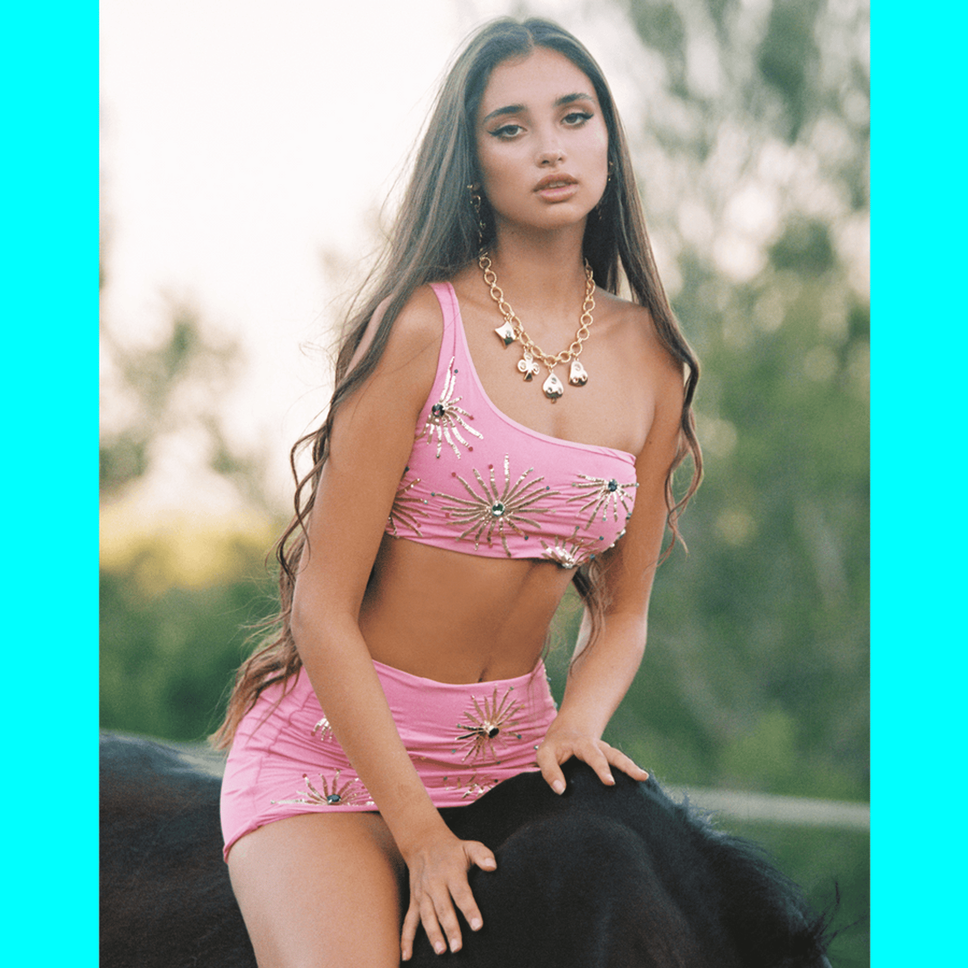 Callie Co-ord One Shoulder Top Pink in Pink made by Oceanus Swimwear