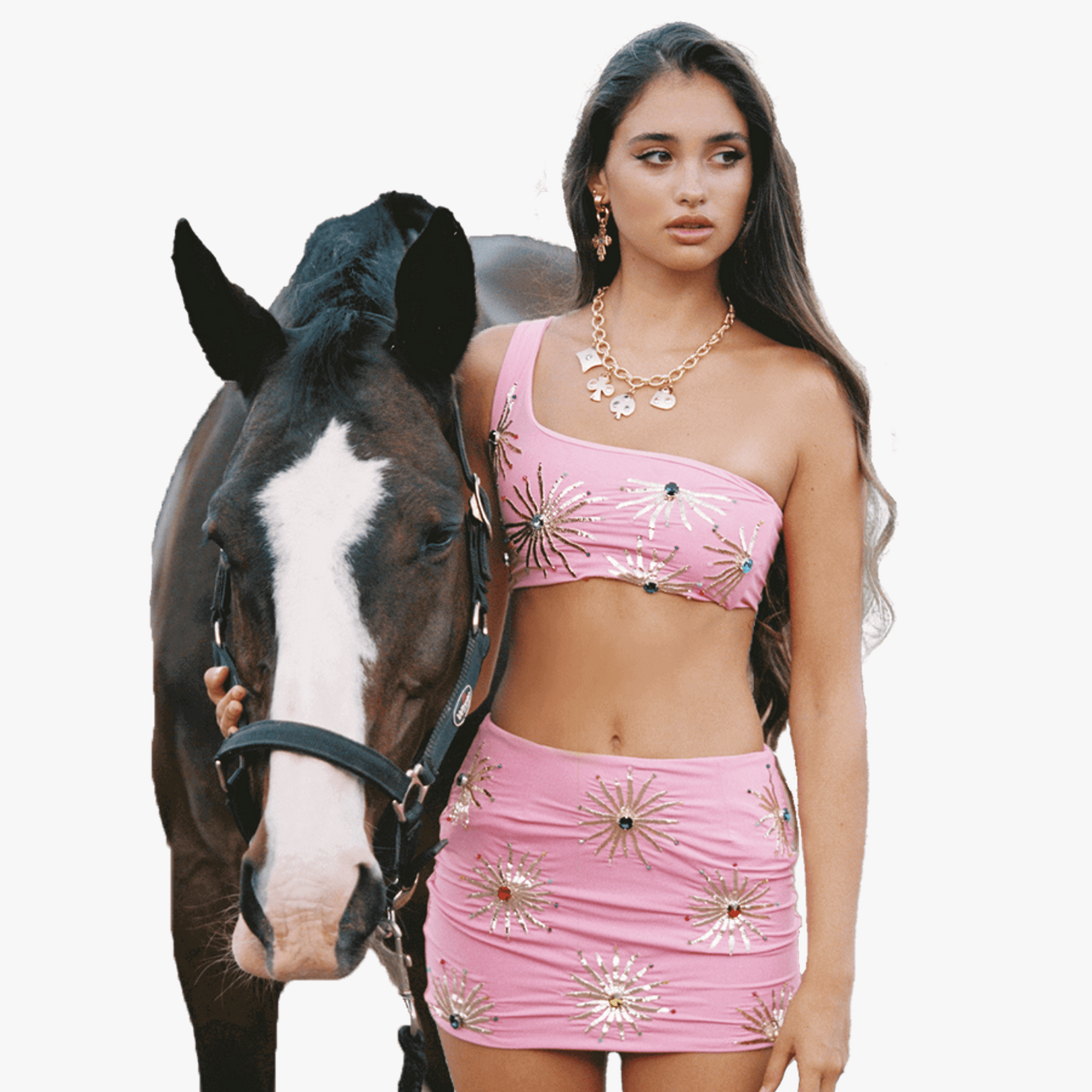 Callie Co-ord One Shoulder Top Pink in Pink made by Oceanus Swimwear