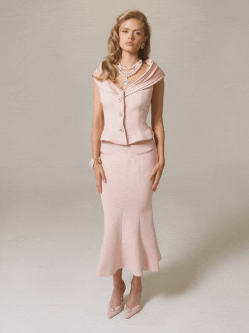 Belle Satin Skirt (Light Pink) (Final Sale) in Pink made by Nana Jacqueline