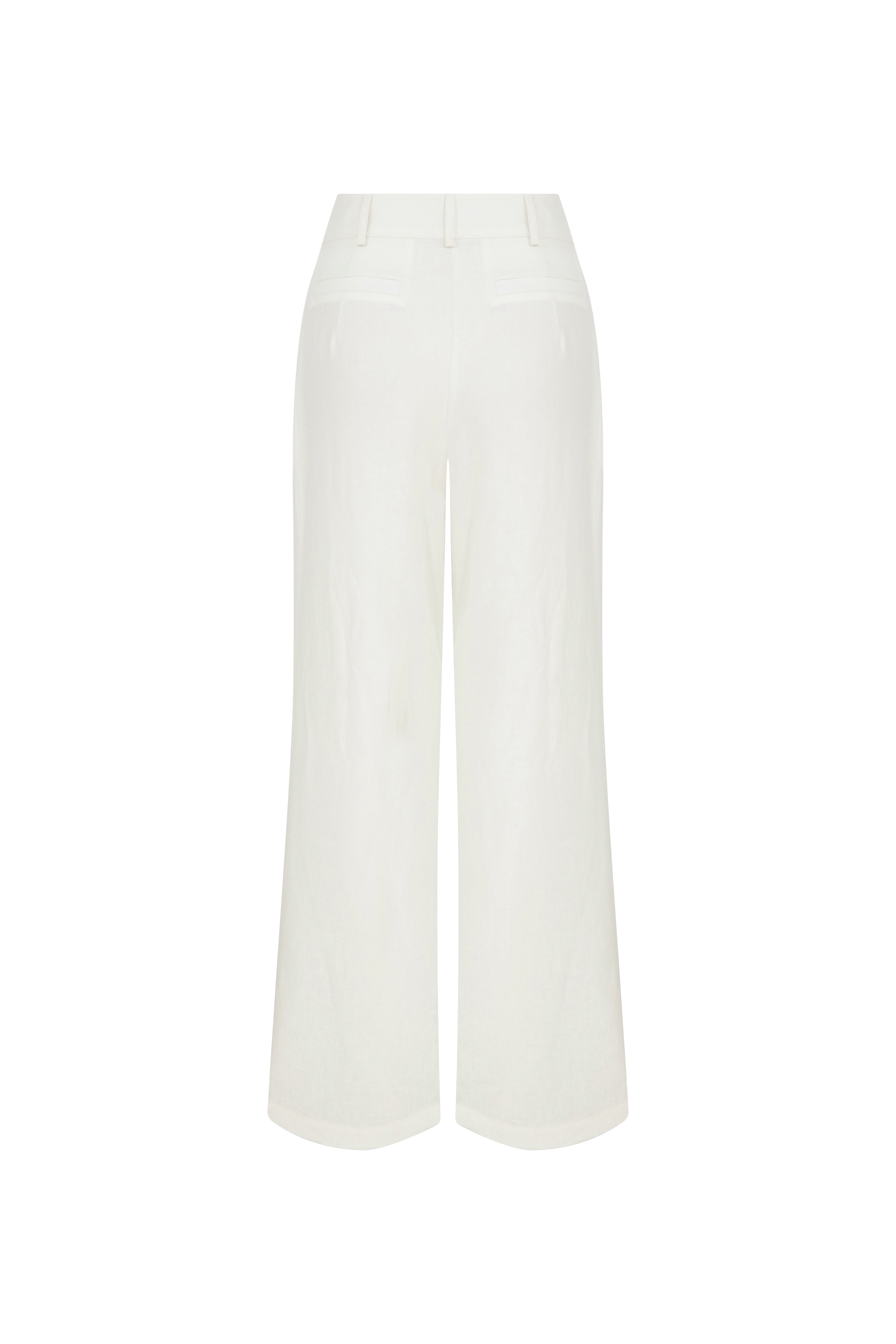 Tina Linen Trousers in White Sand made by Nazli Ceren