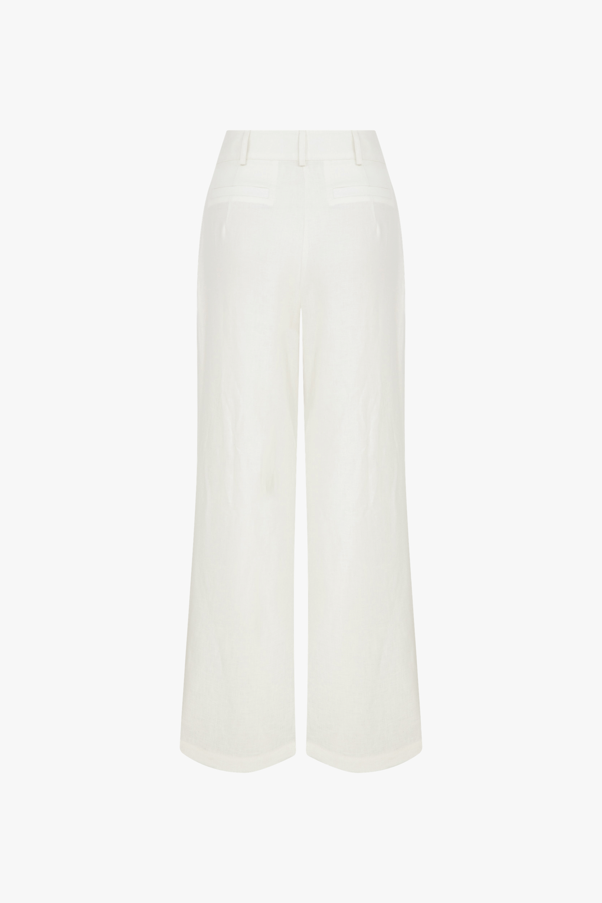 Tina Linen Trousers in White Sand made by Nazli Ceren