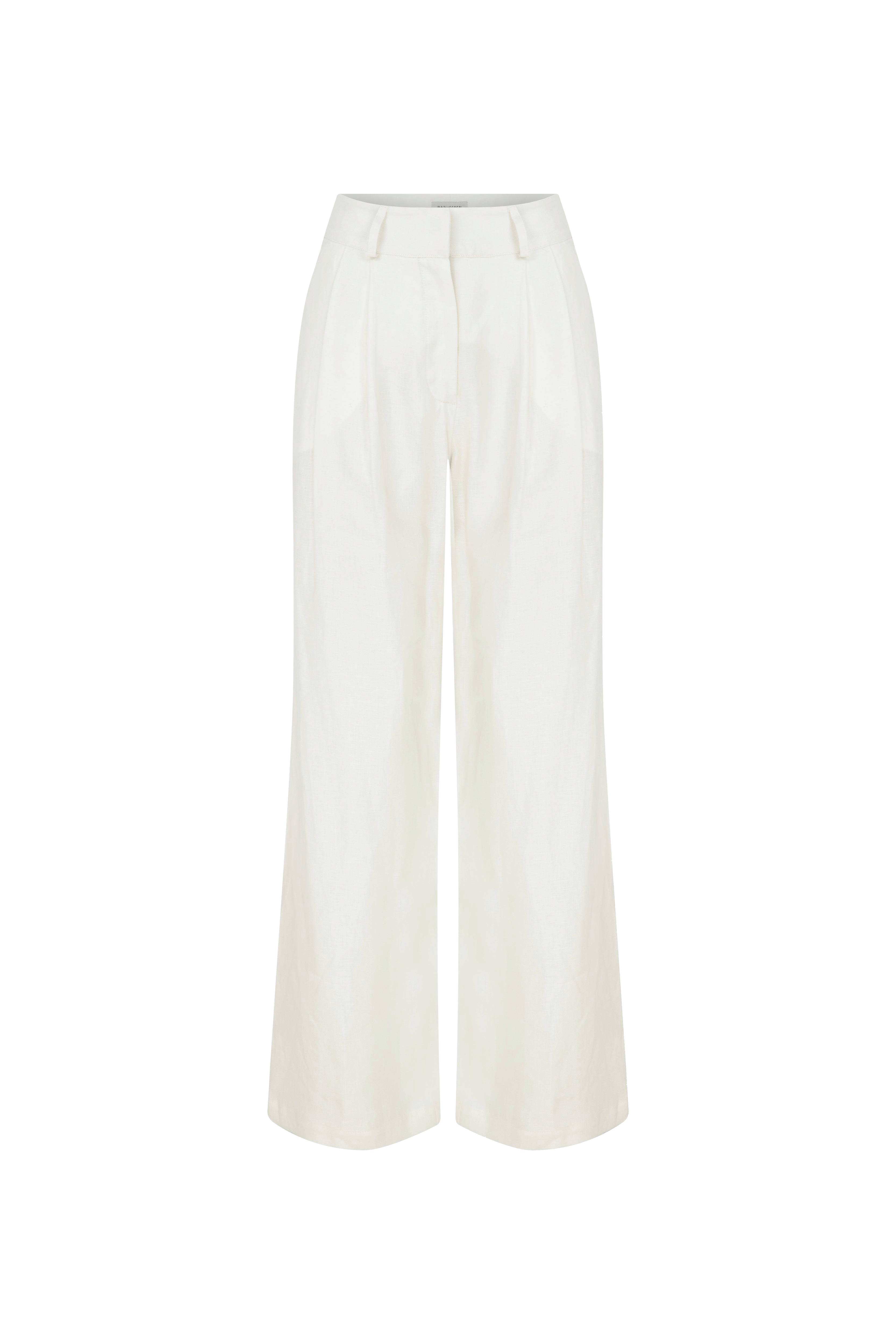 Tina Linen Trousers in White Sand made by Nazli Ceren