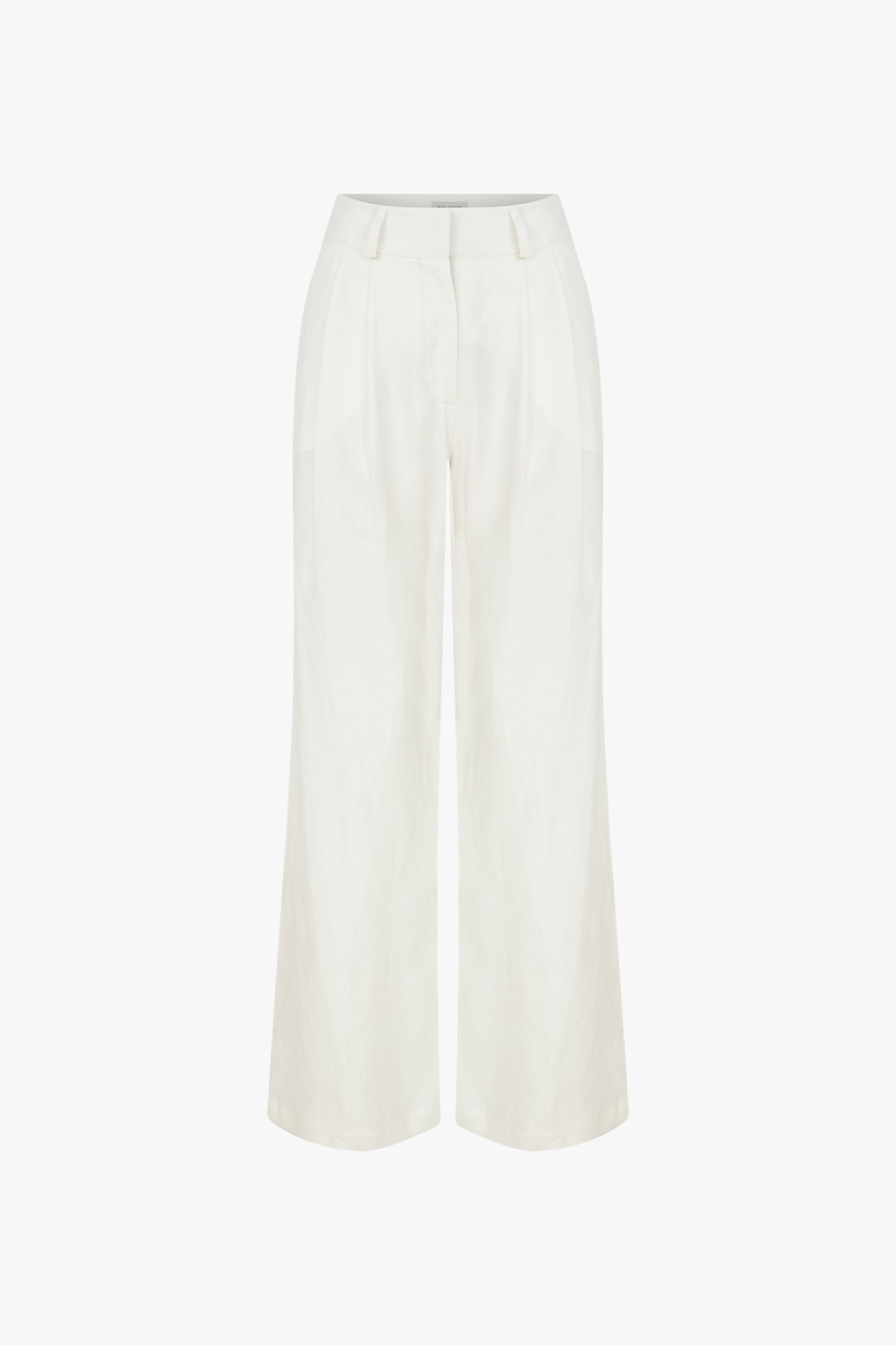Tina Linen Trousers in White Sand made by Nazli Ceren