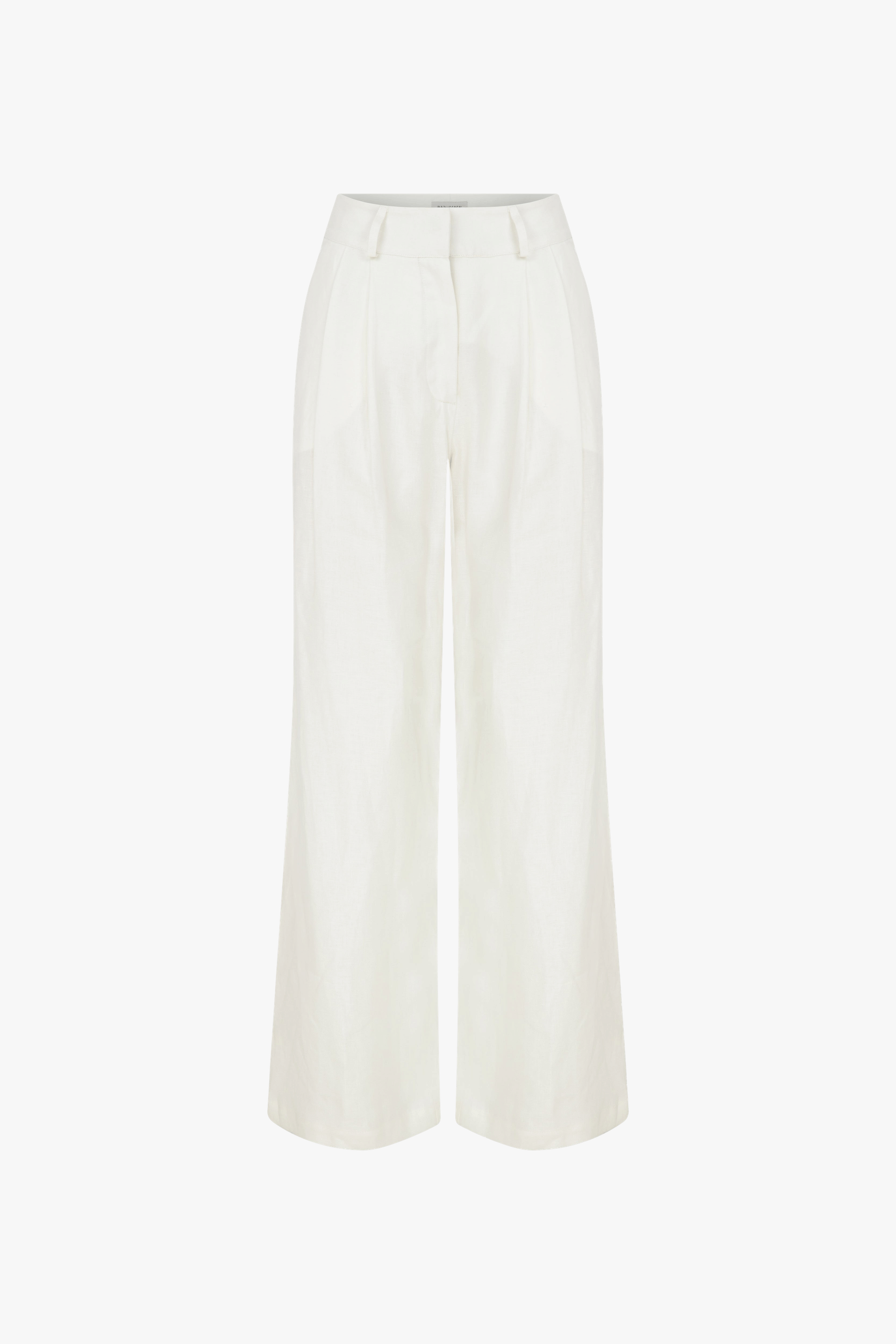 Tina Linen Trousers in White Sand made by Nazli Ceren