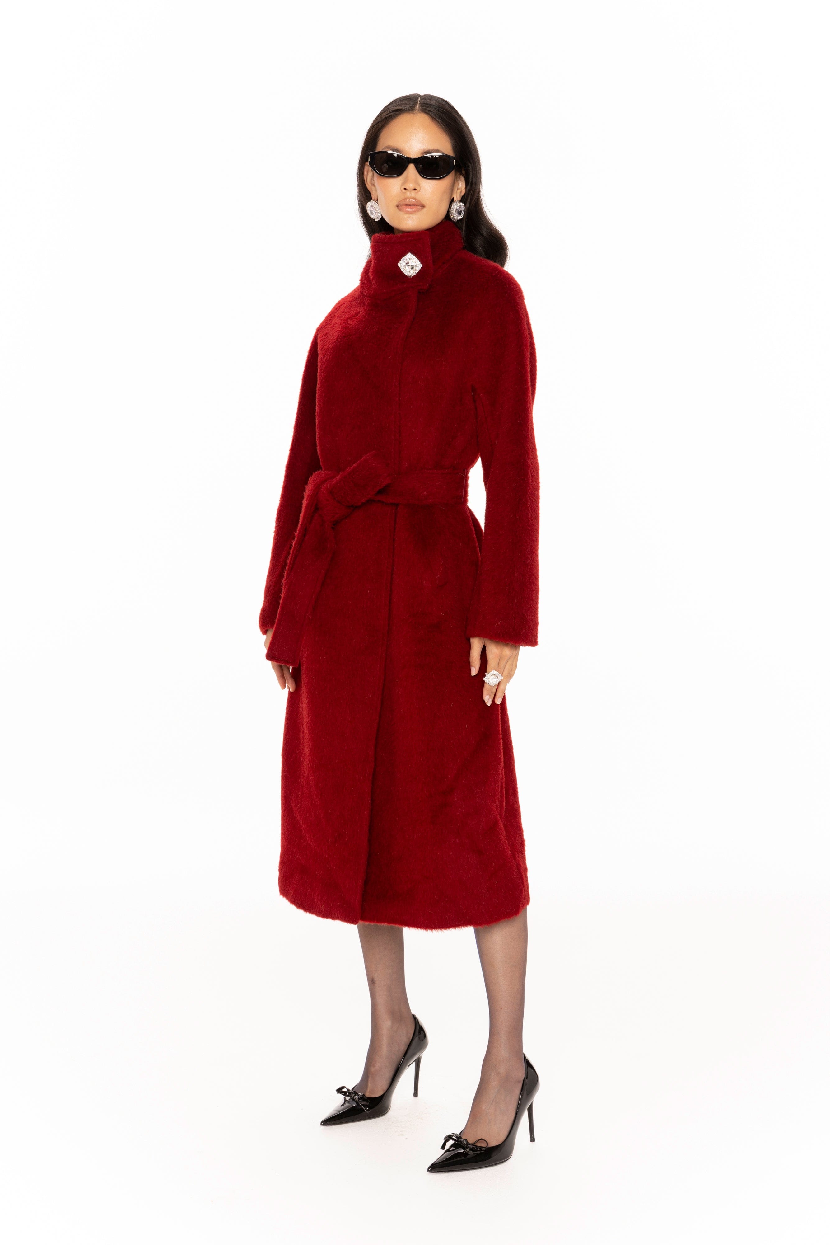 Audrey Long Coat (Red) made by Nana Jacqueline