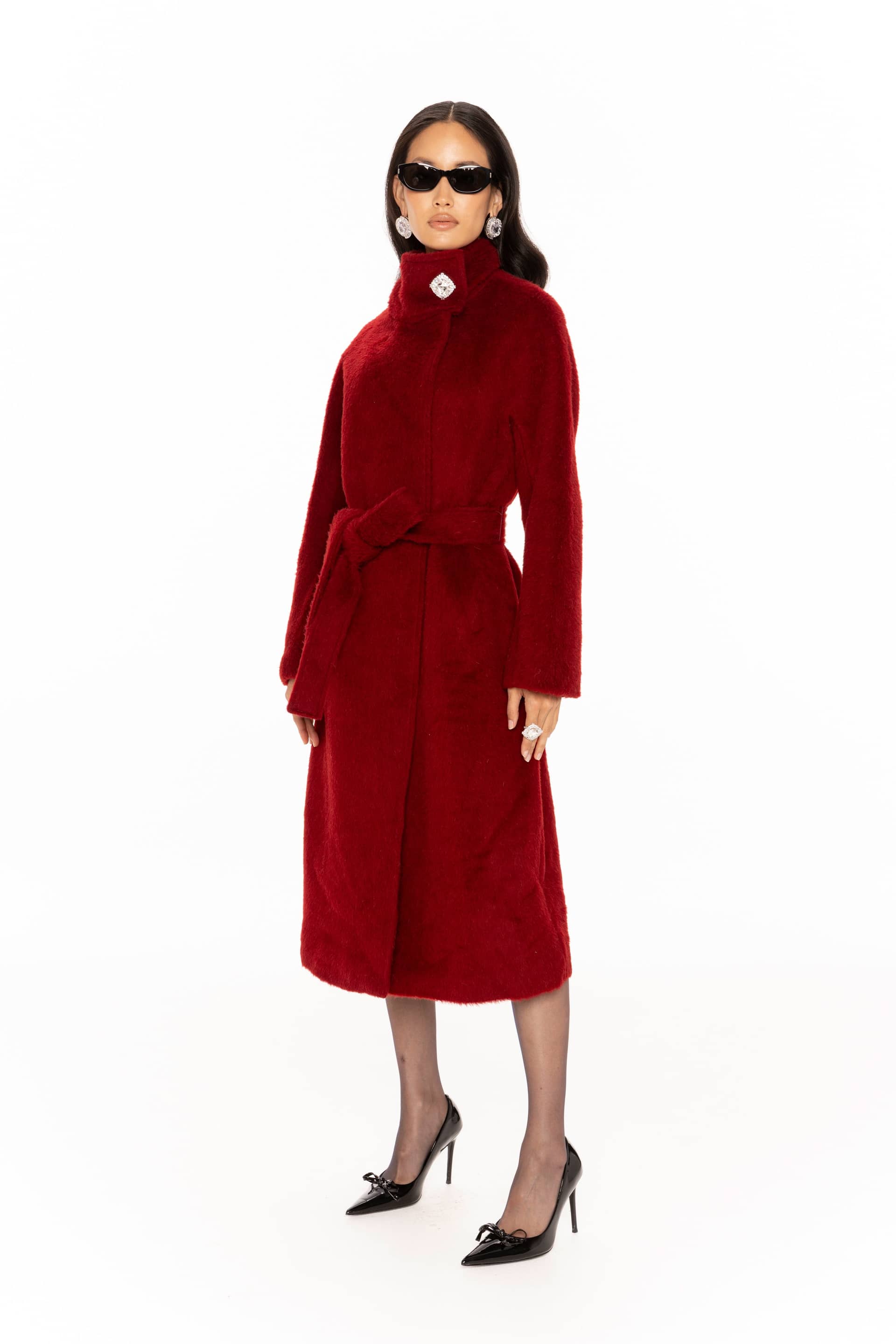 Audrey Long Coat (Red) made by Nana Jacqueline