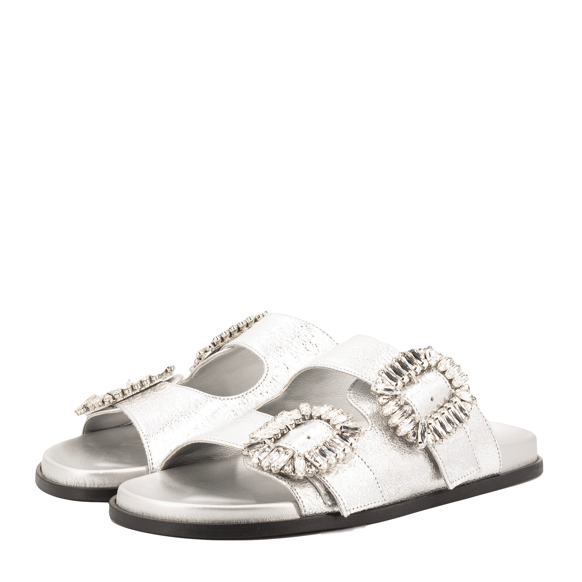 SILVER LEATHER SANDALS made by Toral