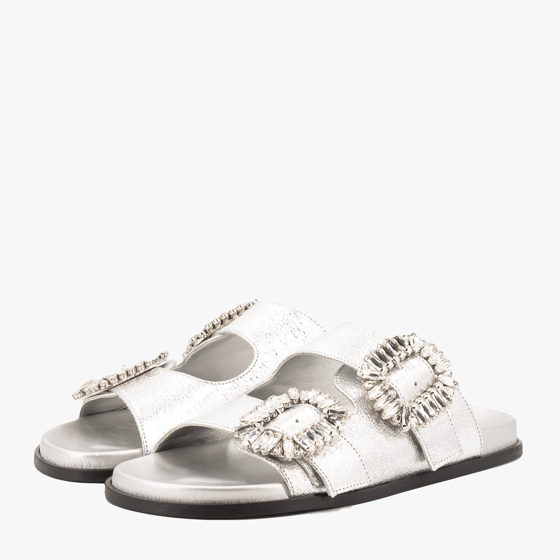 SILVER LEATHER SANDALS made by Toral