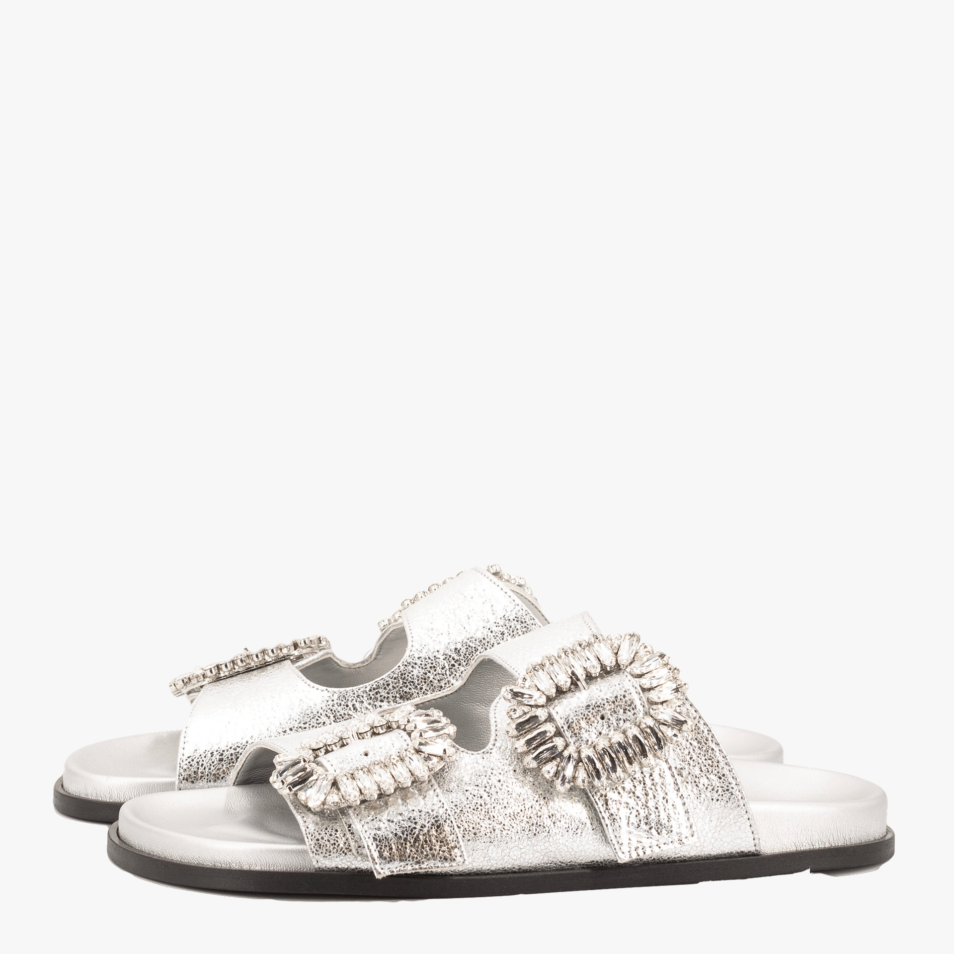 SILVER LEATHER SANDALS made by Toral
